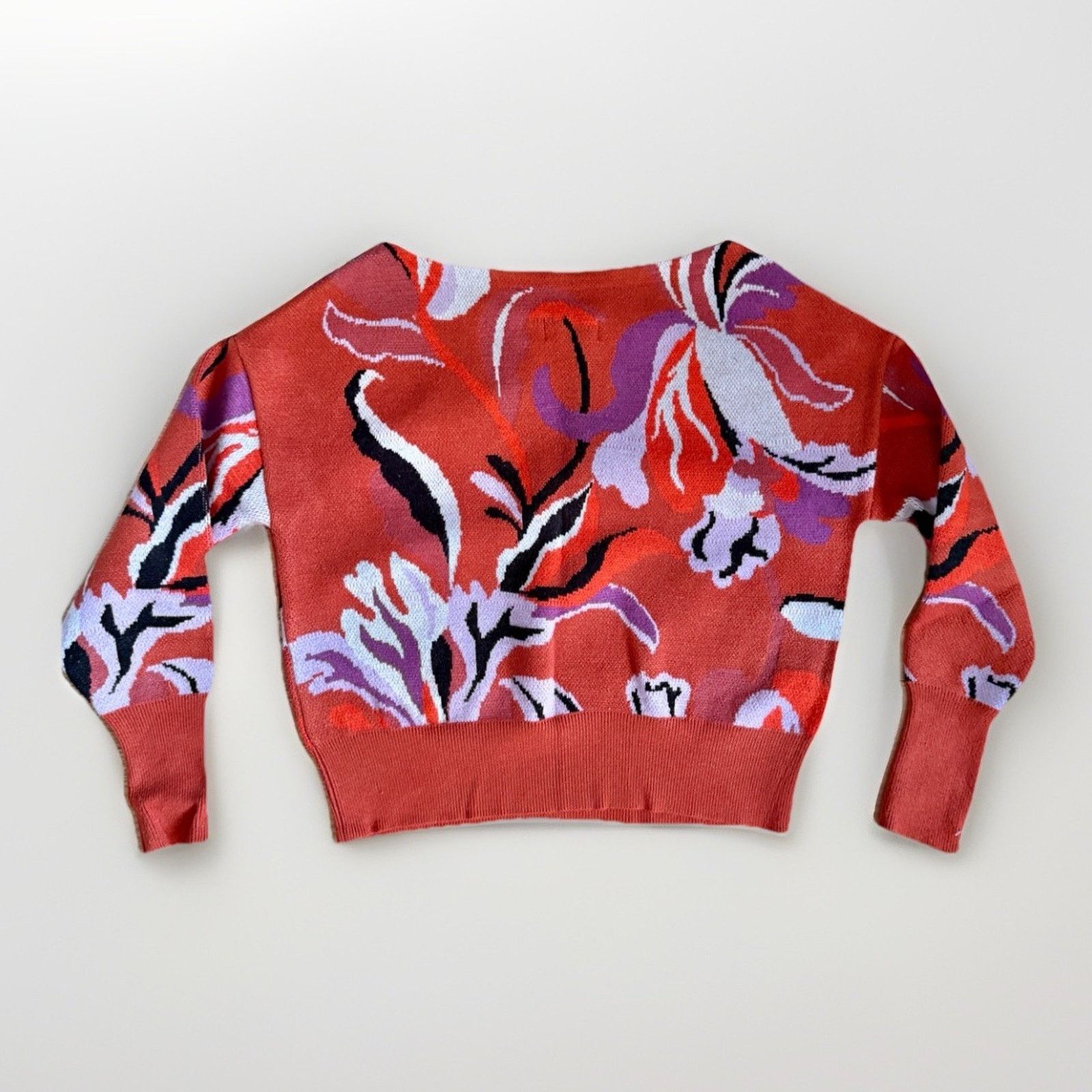 Anthropologie Maeve Boat Neck Floral Sweater Anthropologie Women's XXS P Size XS / US 0-2 / IT 36-38 - 2 Thumbnail