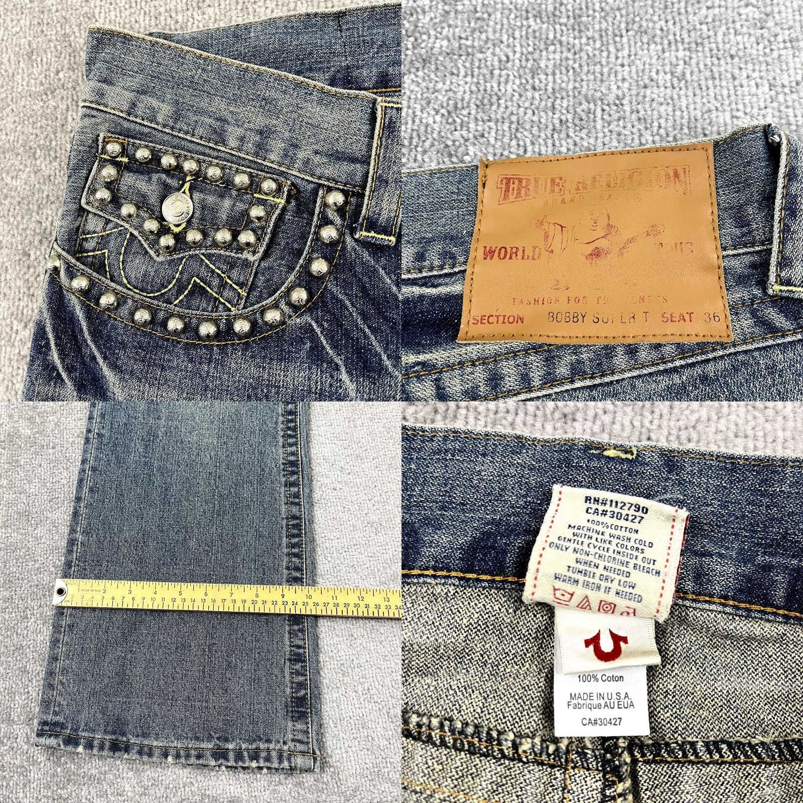 True Religion TRUE RELIGION Jeans Mens 36x33 Bobby Super T Hip Hop Distressed Denim Skater Y2K Size US 36 / EU 52 - 8 Thumbnail