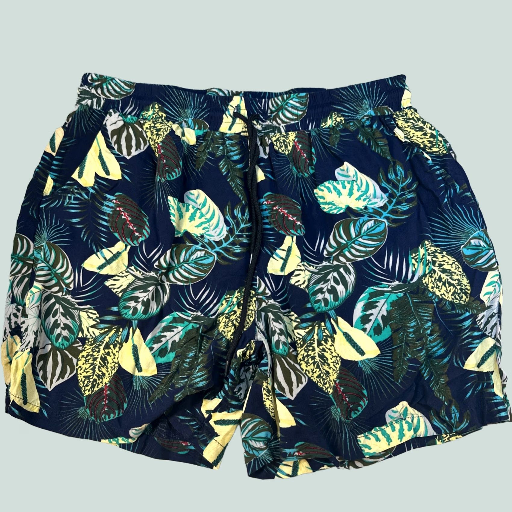 Swims Coofandy Swim Shorts Men's L Black Leaf Print Tropical Casual Shorts Summer Size US 33 - 1 Thumbnail