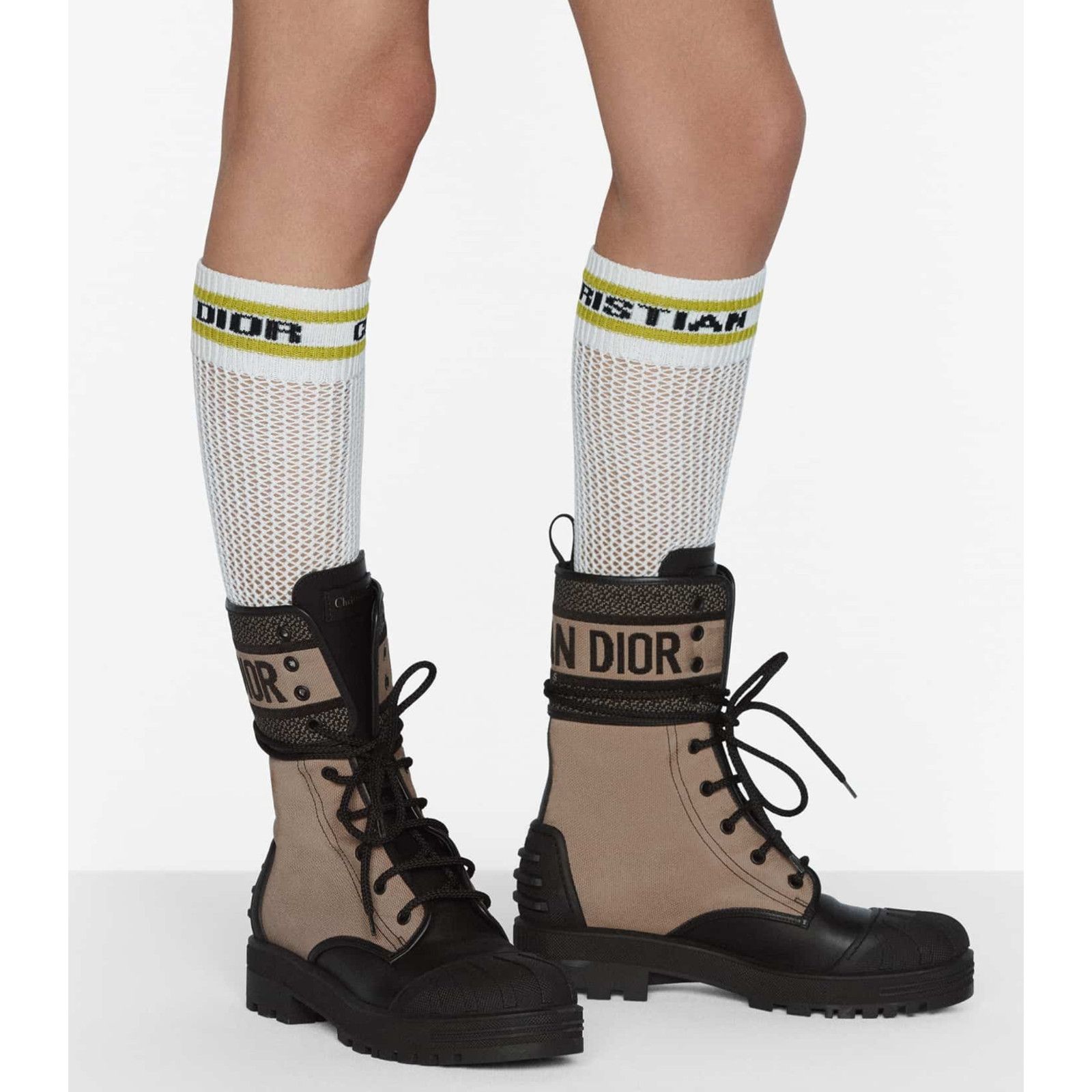 Dior Dior D-Major Black Taupe Logo Military Combat Lace Up Tie Size US 8.5 / IT 38.5 - 3 Thumbnail