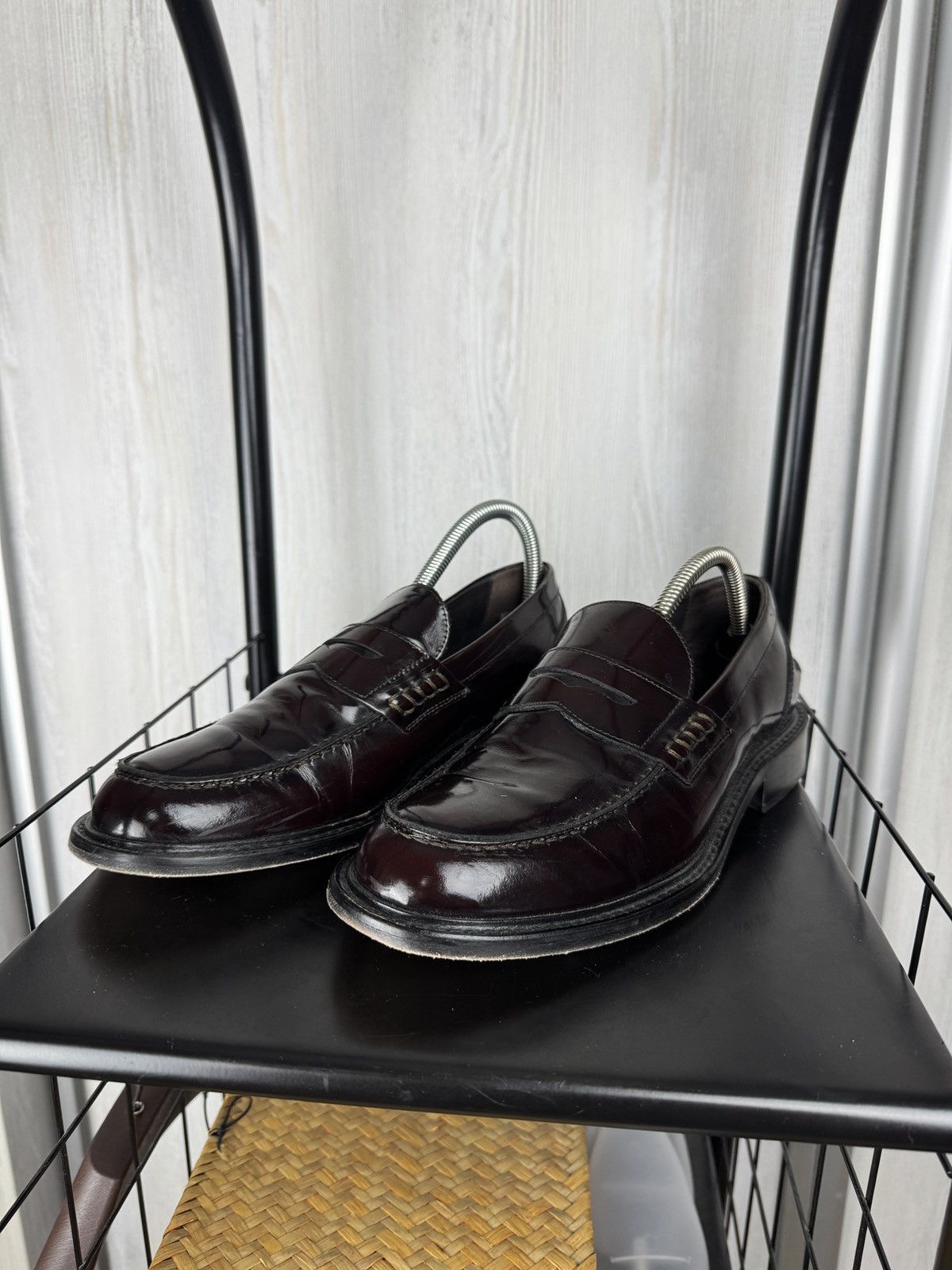 Boggi Boggi Milano Mens Burgundy Leather Penny Loafers size 40 Size US 7 / EU 40 - 7 Thumbnail