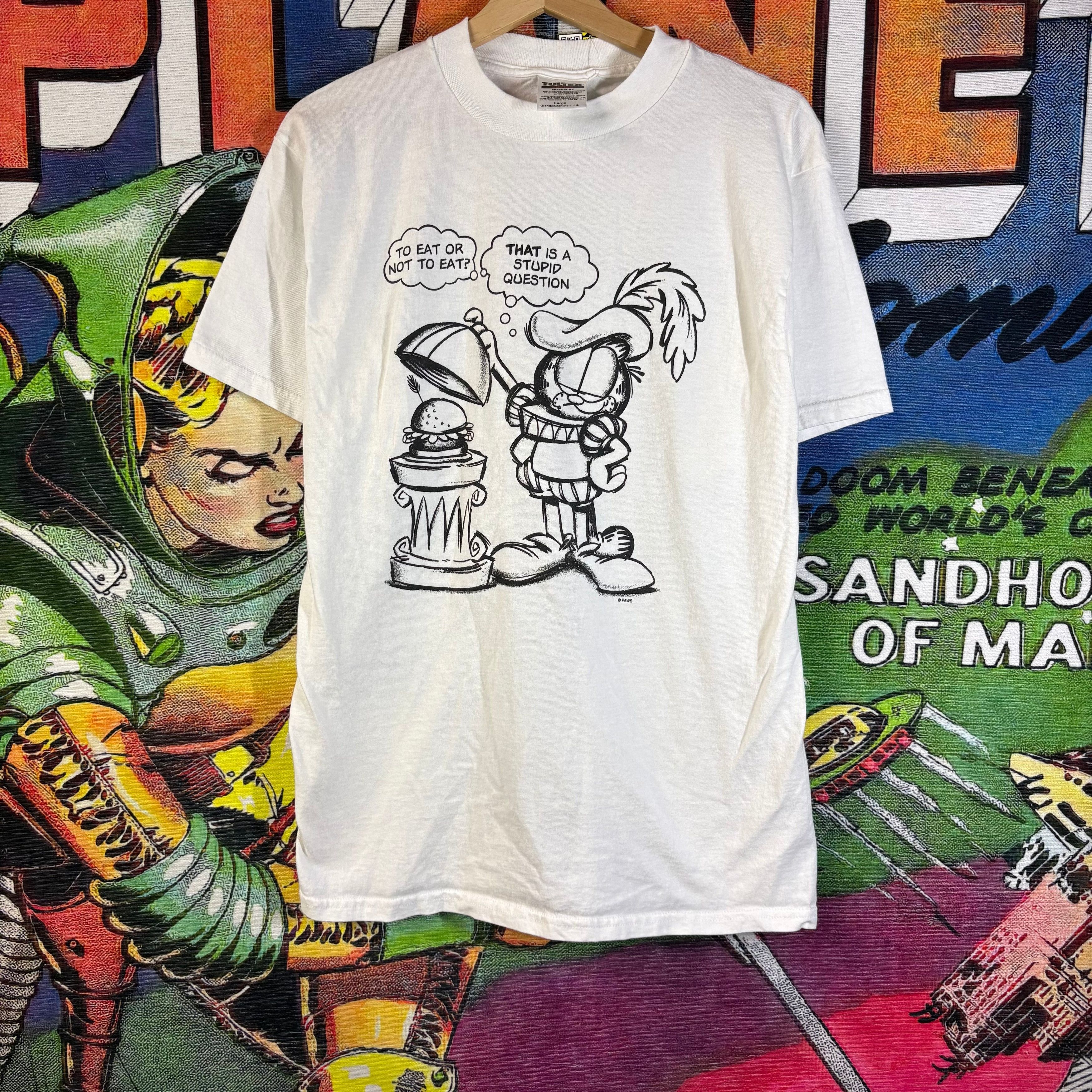 Vintage Vintage 90s Garfield "To Eat or Not to Eat" Tee Size Large Size US L / EU 52-54 / 3 - 1 Thumbnail