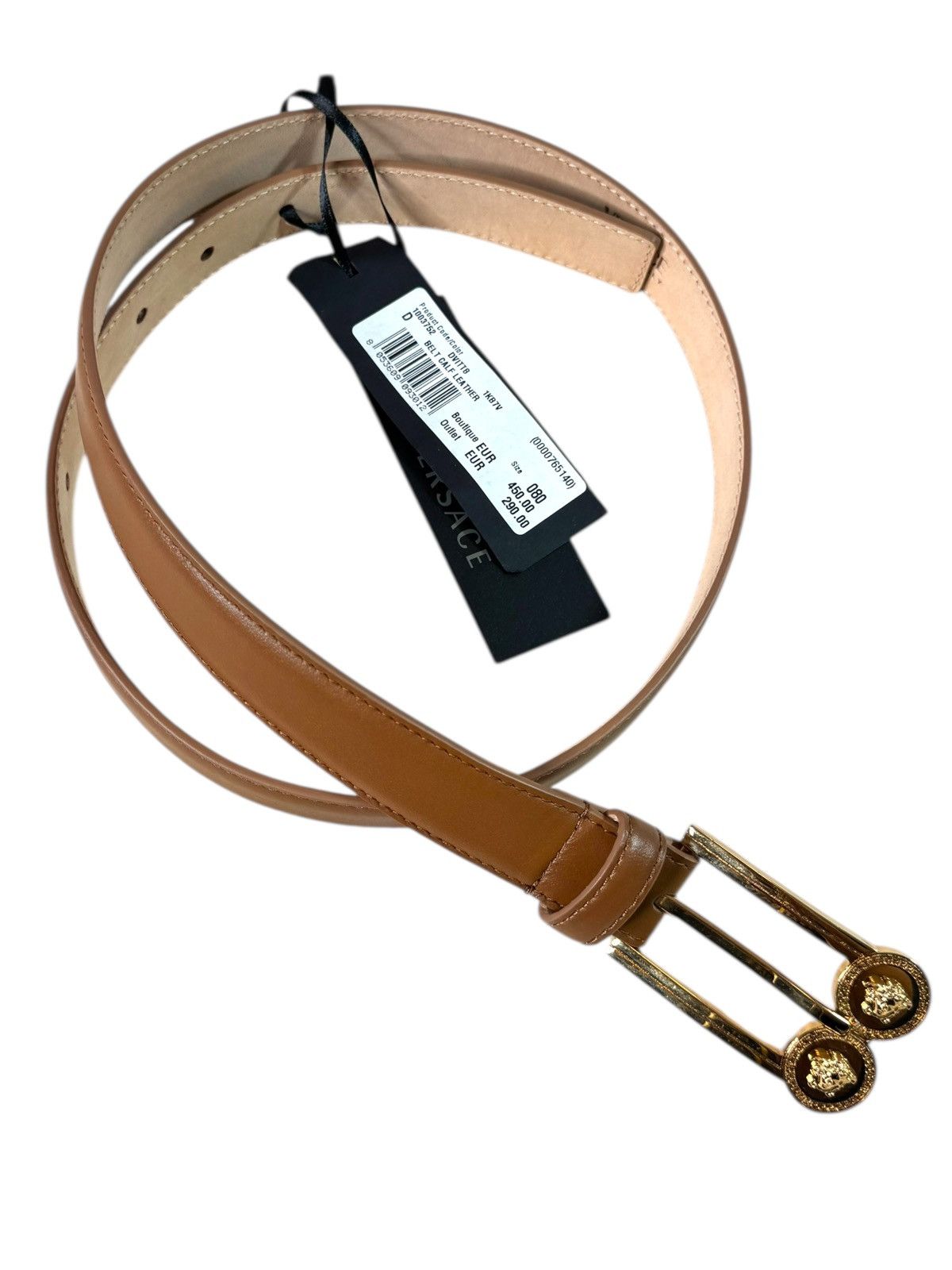Versace Versace Brown Leather Double Medusa Belt 80 Size ONE SIZE - 1 Thumbnail