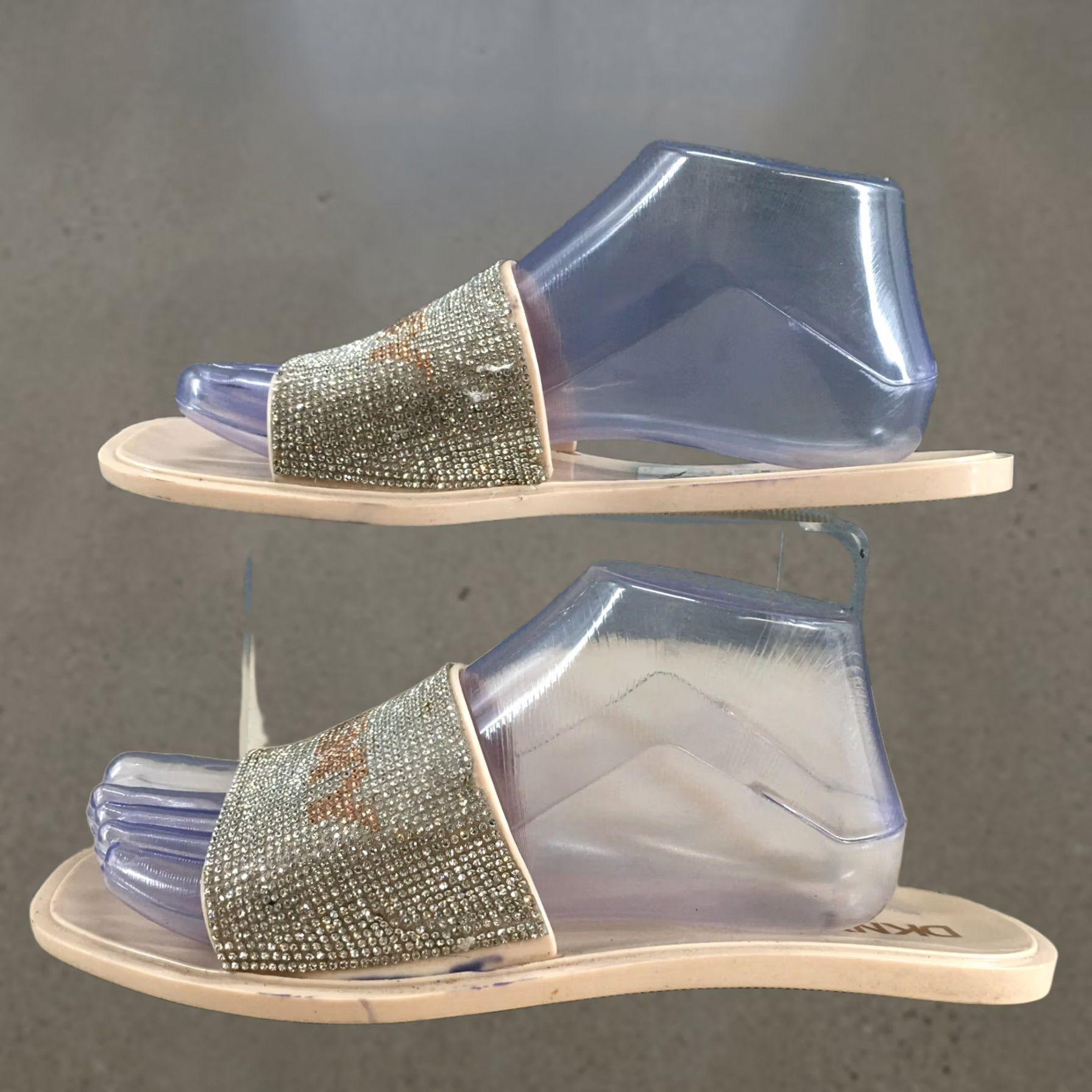 DKNY DKNY Sandals Womens 10 Silver Slides Flip Flop Slip On Casual Open Toe Flat Size US 10 / IT 40 - 1 Thumbnail