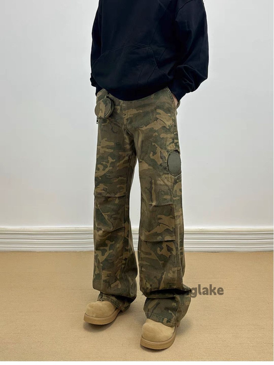 Designer × Japanese Brand × Vintage washed faded camo skate hiphop flared cargo pants Size US 32 / EU 48 - 6 Thumbnail