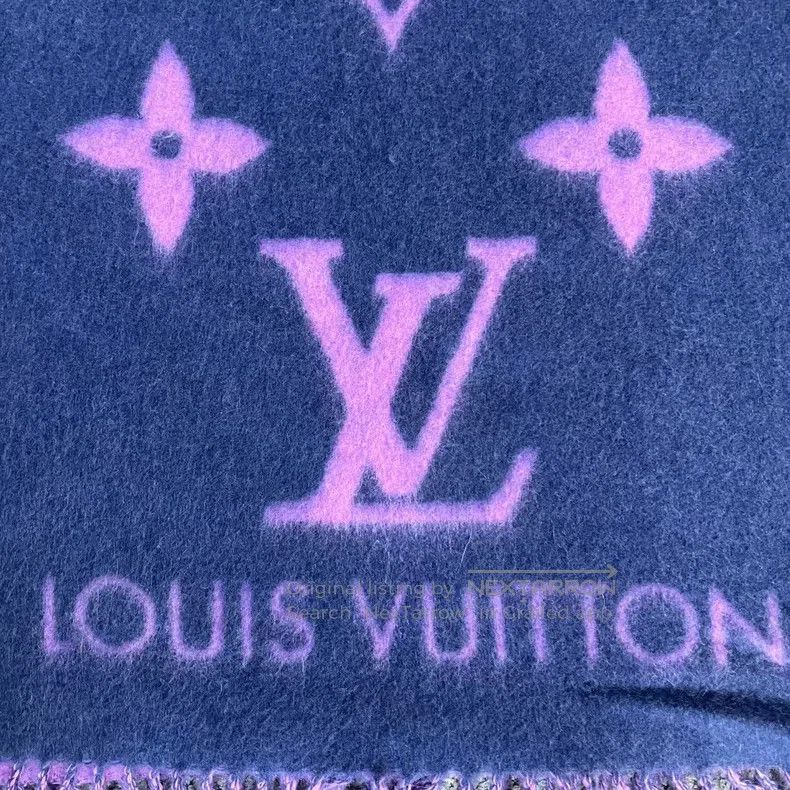 Louis Vuitton Louis Vuitton Pink purple large area Logo jacquard fringe Size ONE SIZE - 2 Thumbnail