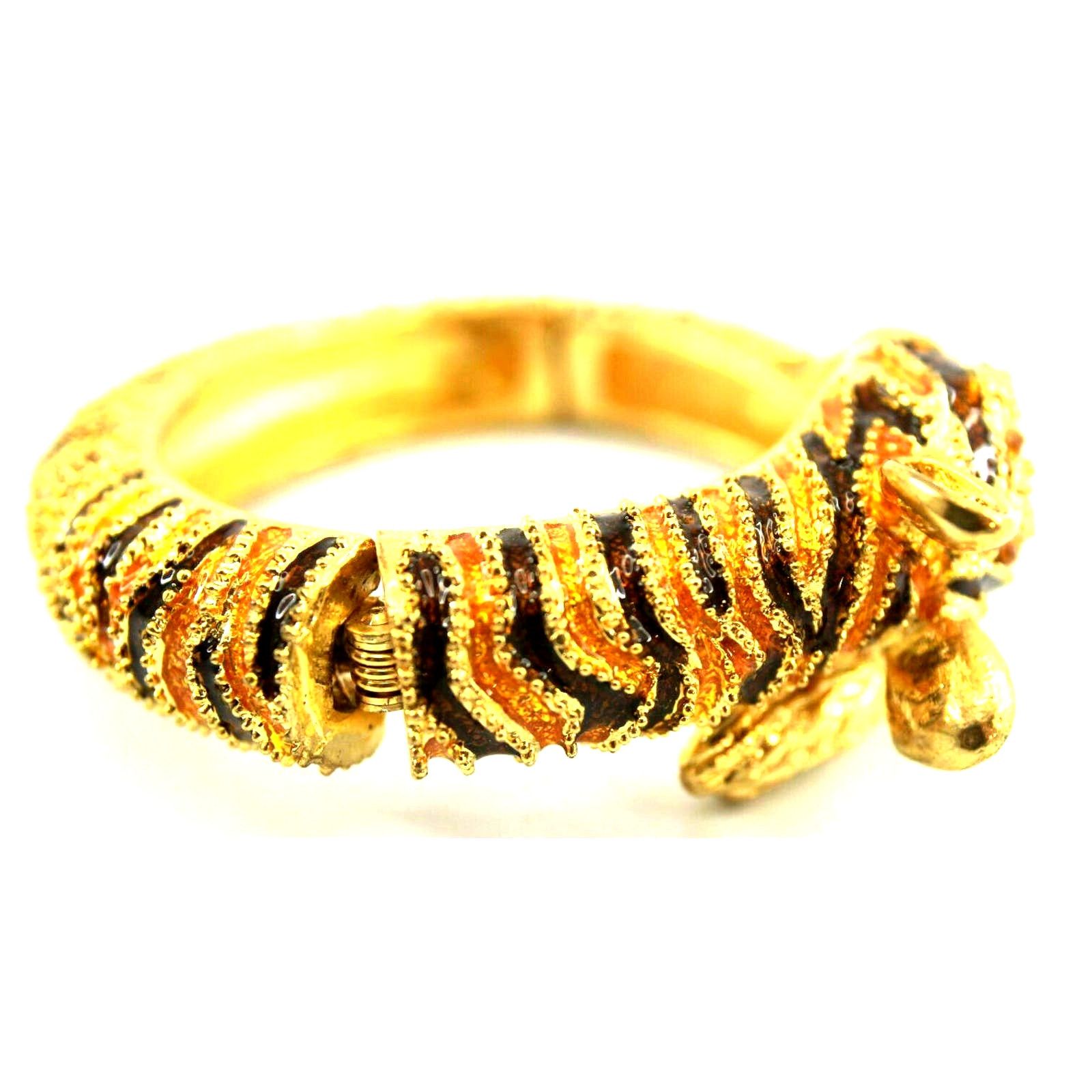 Other Brown & Orange Enamel Giraffe Yellow Rhinestone Braceleth Size ONE SIZE - 5 Thumbnail