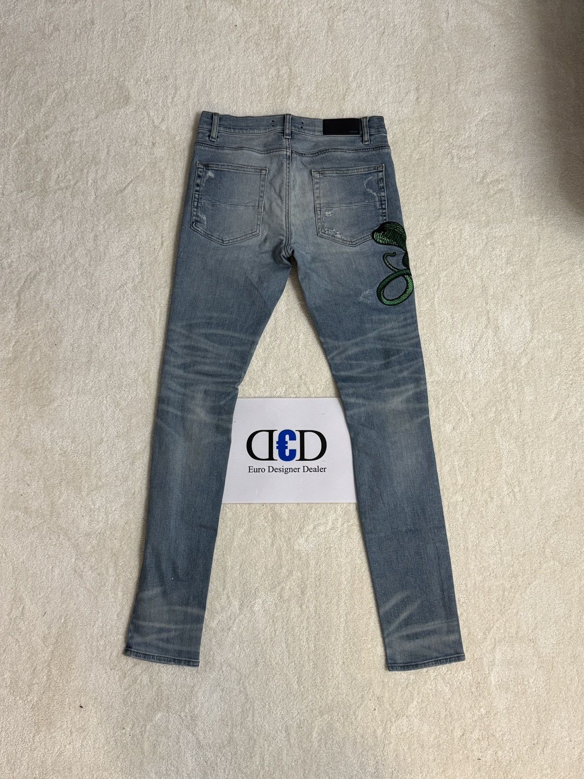 💠Amiri💠 SNAKE JEANS GREEN ROSEBOWL (32)