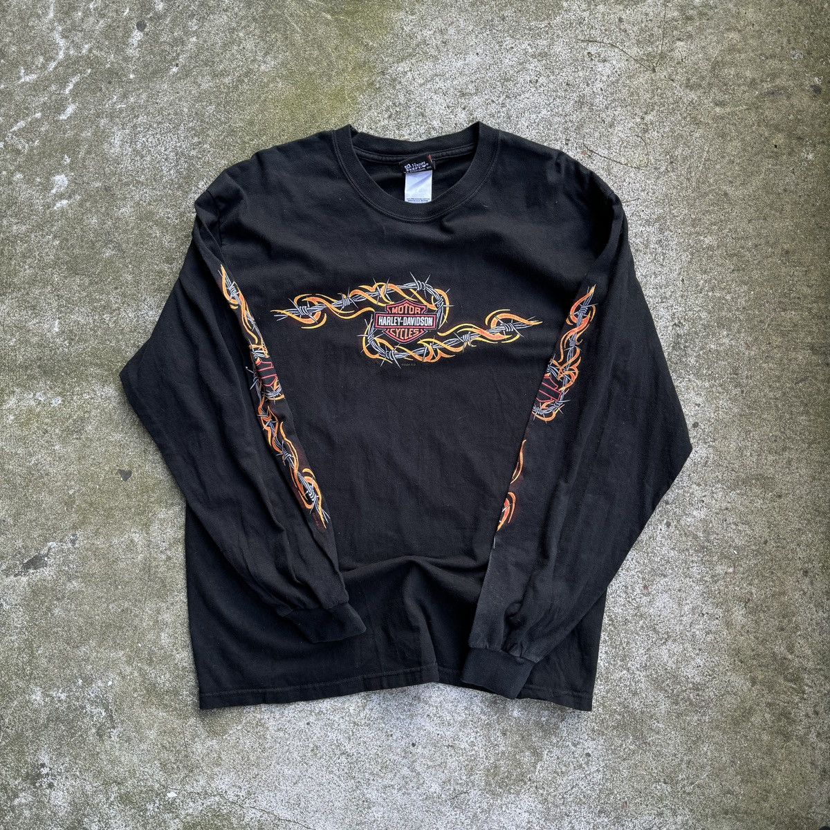 Harley Davidson Harley Faded Wire Flame Longsleeve Shirt ERD Grunge WCC Size US L / EU 52-54 / 3 - 1 Thumbnail