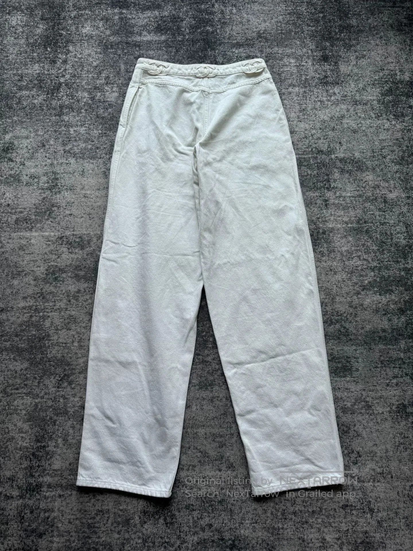 Chanel Chanel White Double C Denim Pants. Size 37" - 2 Thumbnail