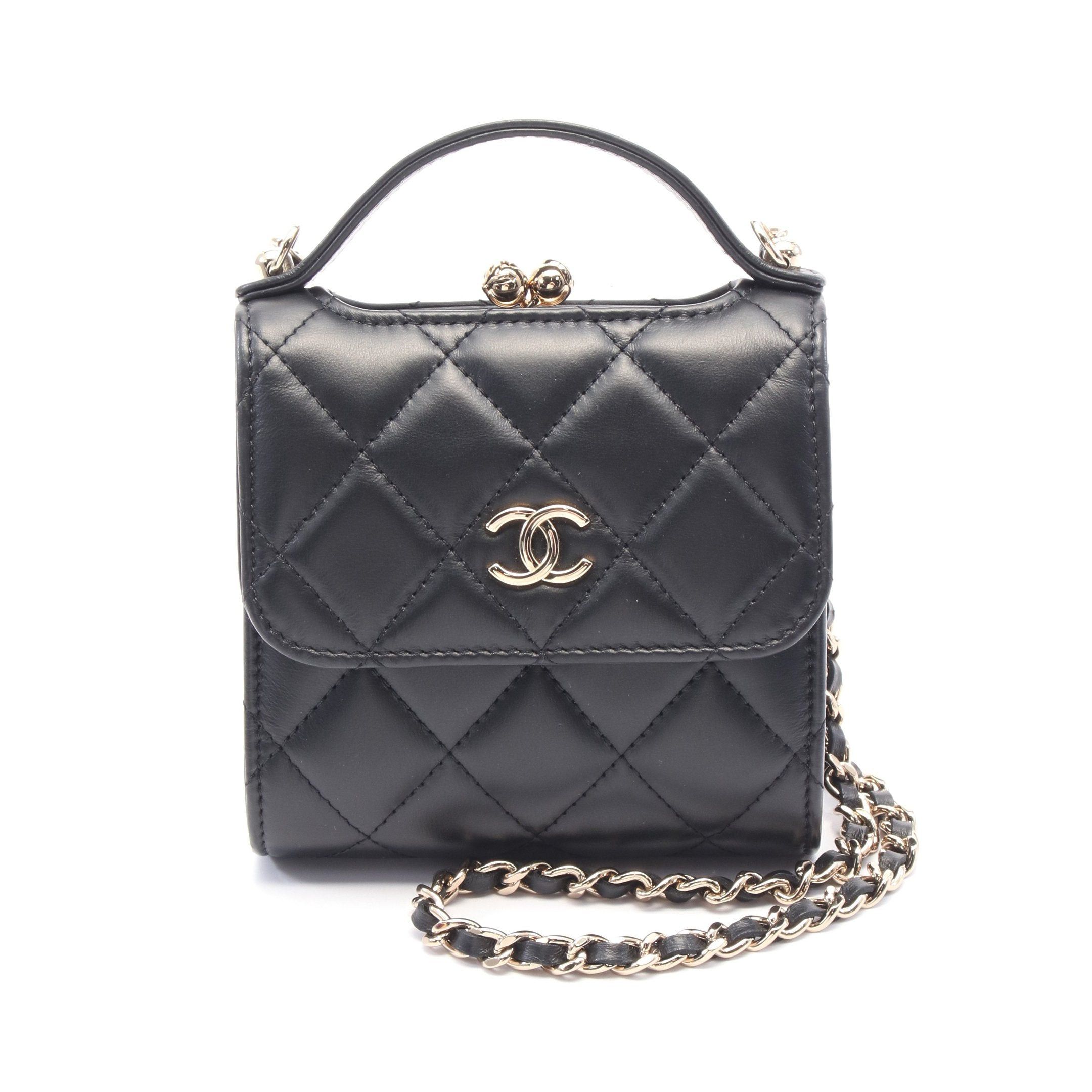 Chanel Chanel Matelasse Chain Wallet Leather Black Gold Hardware Clasp Size ONE SIZE - 1 Thumbnail