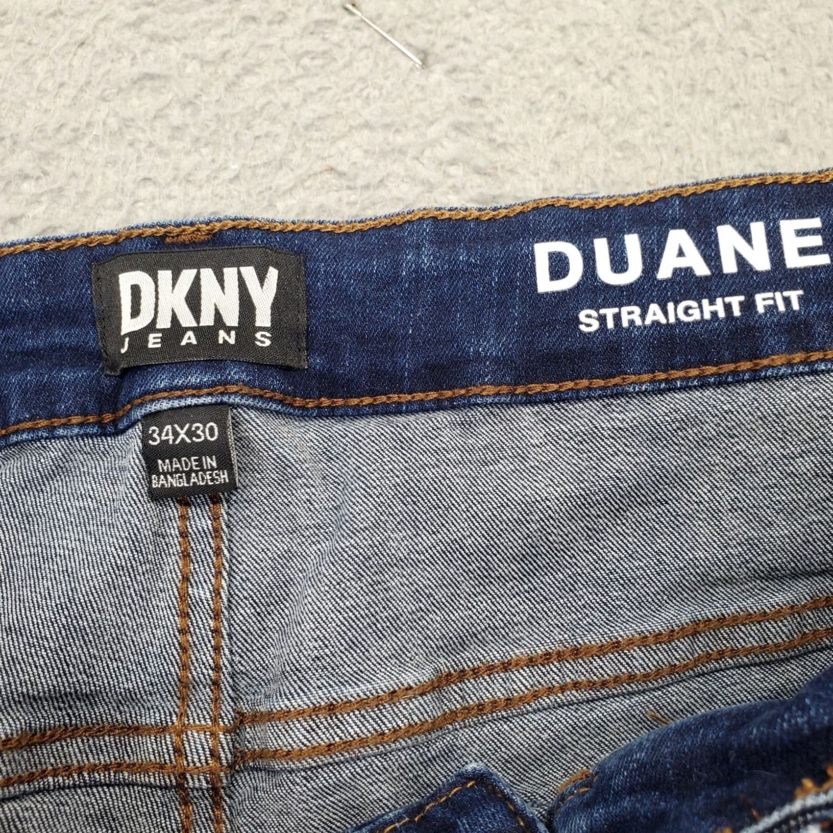 DKNY DKNY Mens Jeans 34 Straight Denim Blue Stretch Comfort 5-Pocket Regular Inseam 30.75" Whiskered Faded Boho Vintage: No Size US 34 / EU 50 - 6 Thumbnail