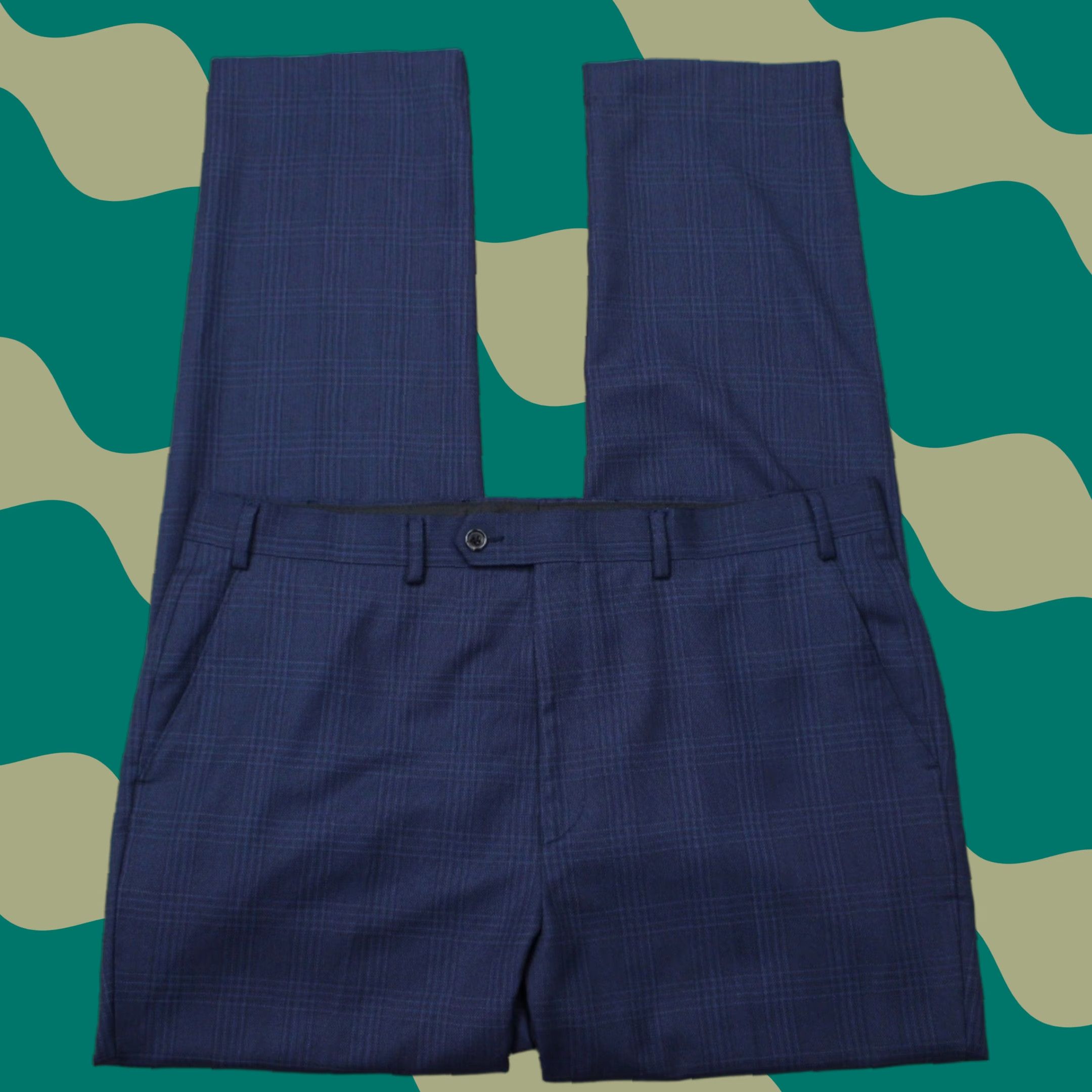 Ralph Lauren LAUREN Ralph Lauren Pants Mens 38x34 Blue Checkered Wool Blend Dress Pants Regular Fit Straight Leg Adults Size US 38 / EU 54 - 1 Thumbnail