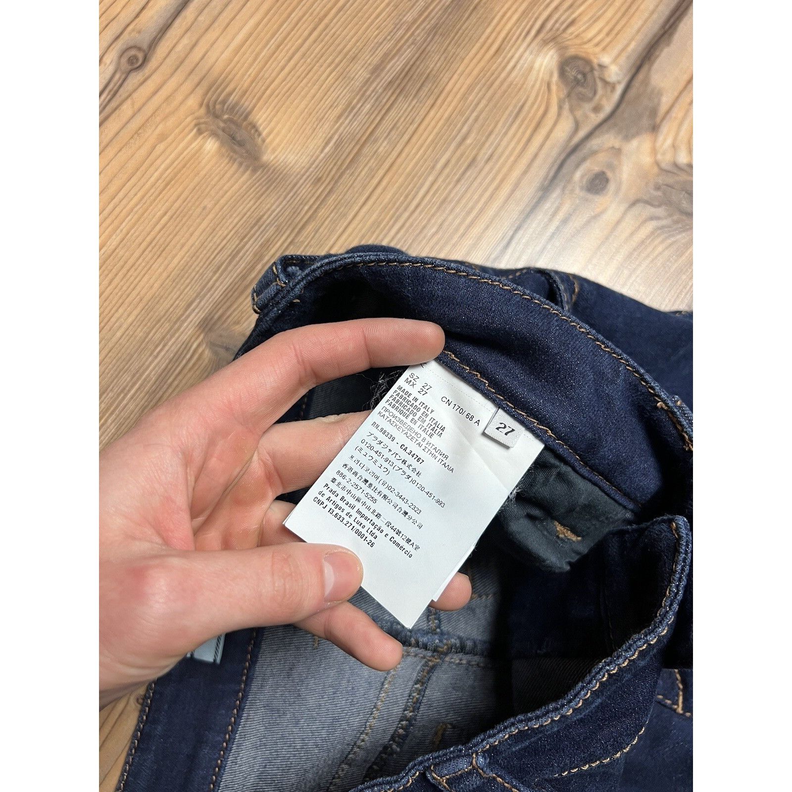 Prada Prada Big Logo Women`s Dark Blue Skinny Jeans Size 27 Size 27" / US 4 / IT 40 - 5 Thumbnail