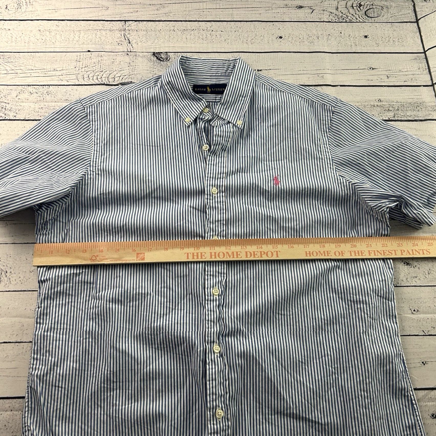 Polo Ralph Lauren Ralph Lauren Striped Short Sleeve Button Front Shirt Men's L Blue White Size US L / EU 52-54 / 3 - 5 Thumbnail