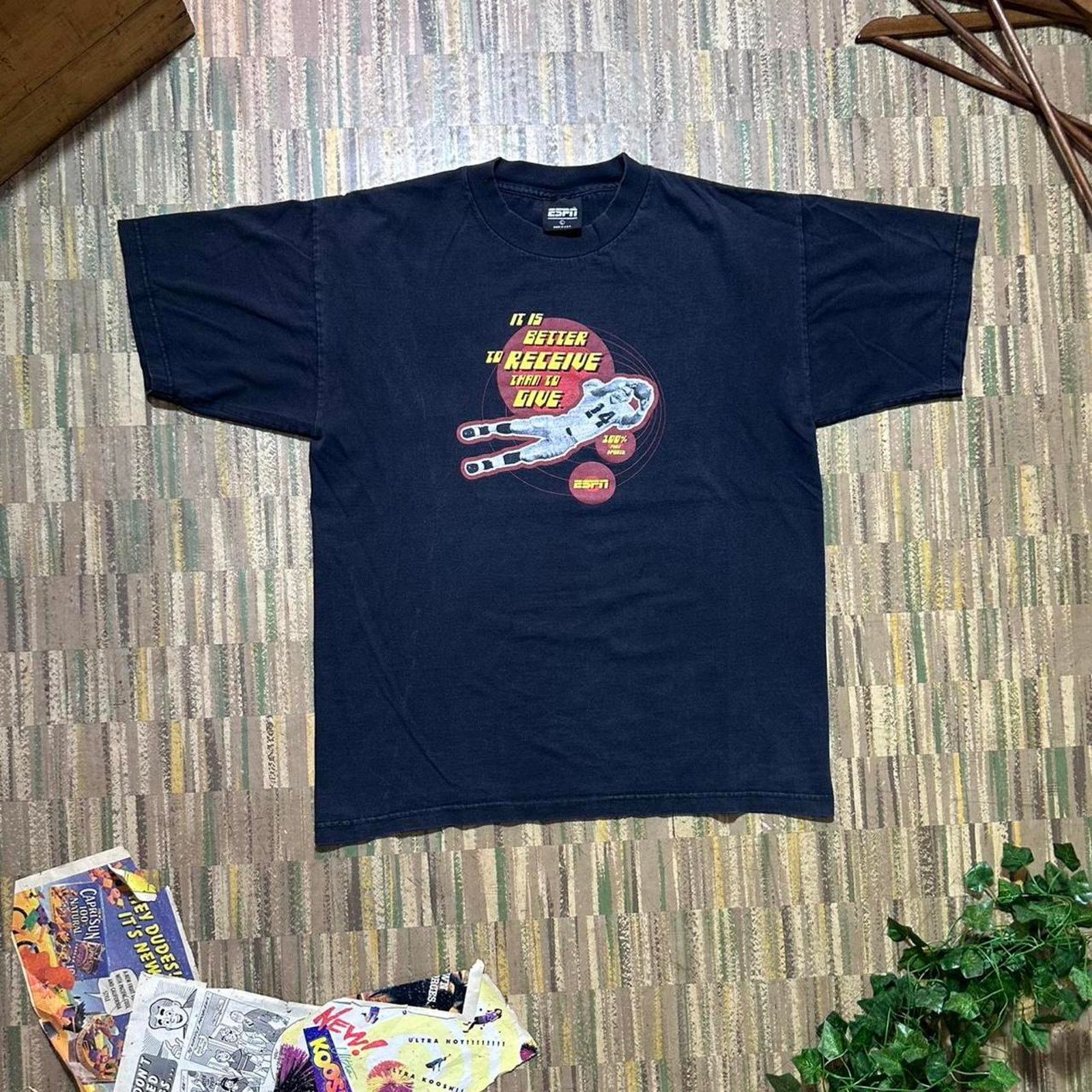 NFL Vintage 90s ESPN Football Graphic Tee Mens XL Boxy Shirt Size US XL / EU 56 / 4 - 1 Thumbnail