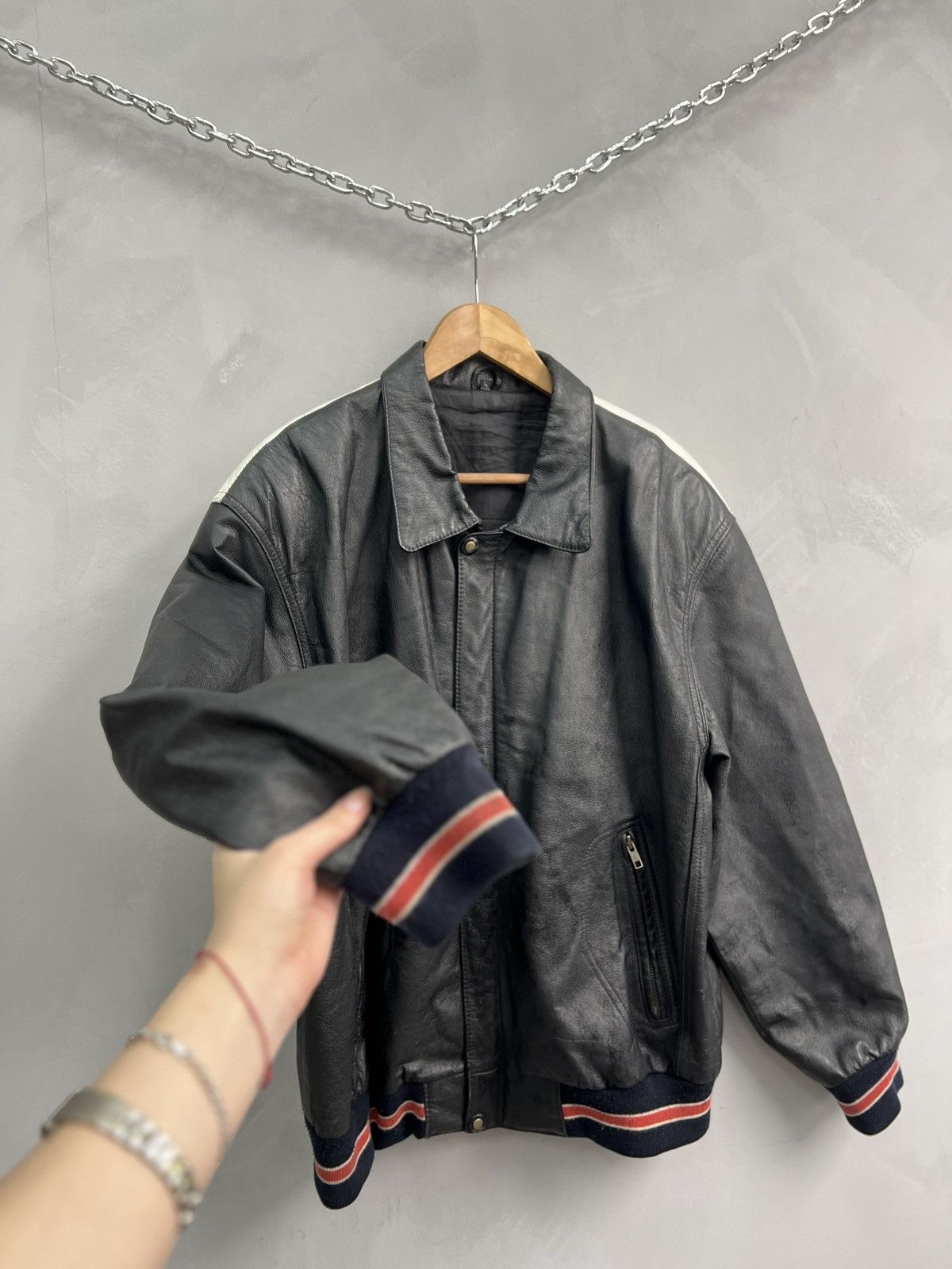 Other VINTAGE LEATHER BUMBER JACKET LEATHER 90s USA TEXAS RARE Size US L / EU 52-54 / 3 - 6 Thumbnail