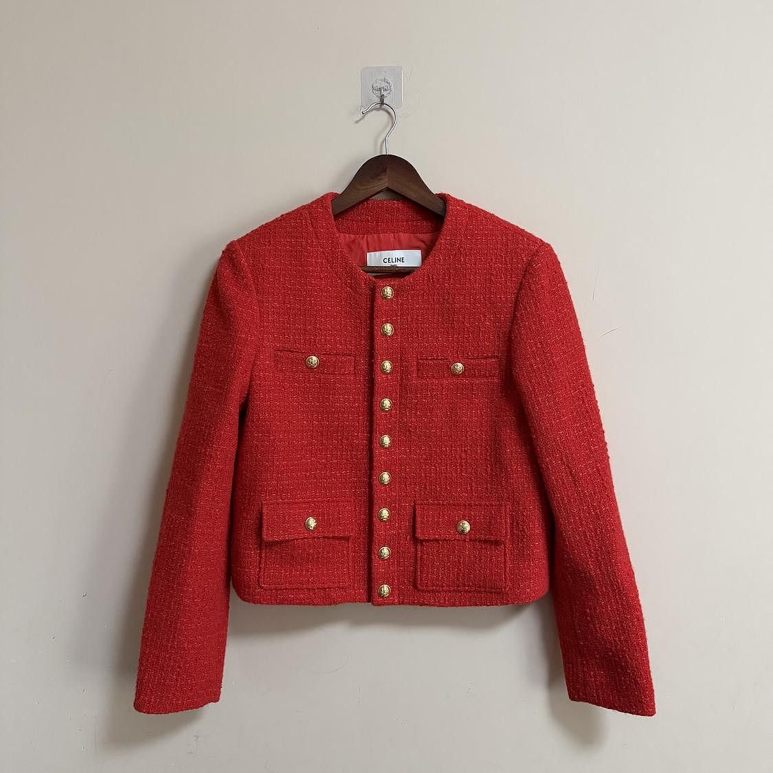 Celine Celine Red Tweed Jacket Size 36 Size XS / US 0-2 / IT 36-38 - 1 Thumbnail