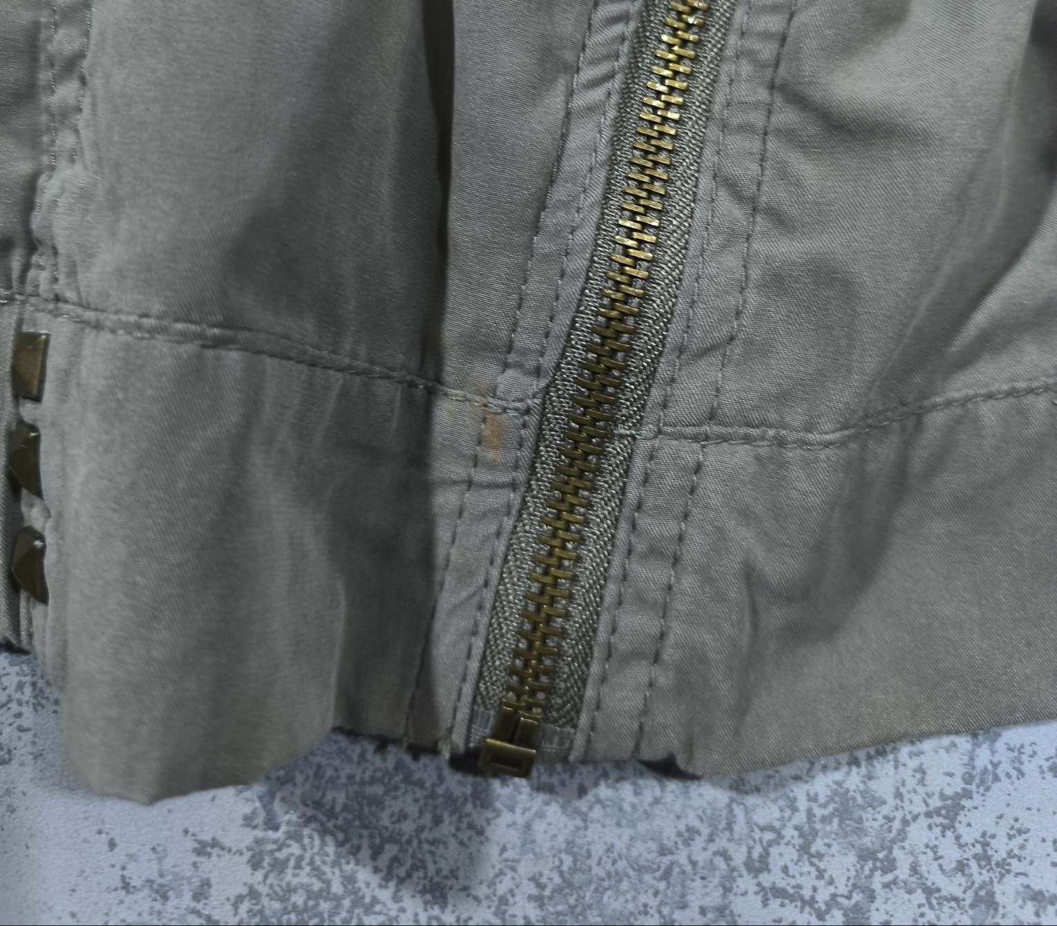 Other Studded Asymmetrical Zip Khaki Grunge Jacket Size S / US 4 / IT 40 - 5 Thumbnail