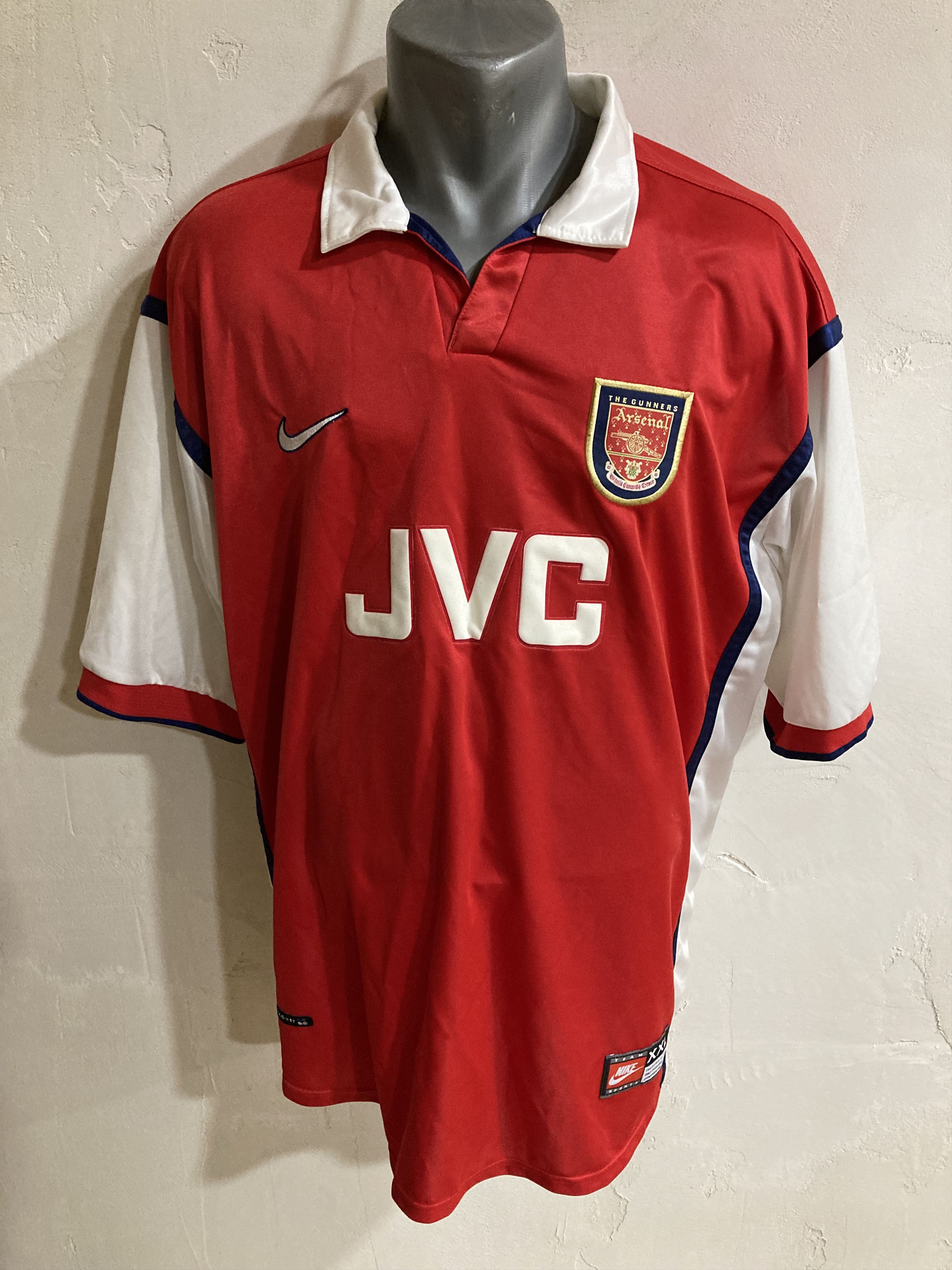 Nike 1998-99 Arsenal Home Jersey Shirt JVC [Very Good] Size US XXL / EU 58 / 5 - 1 Thumbnail