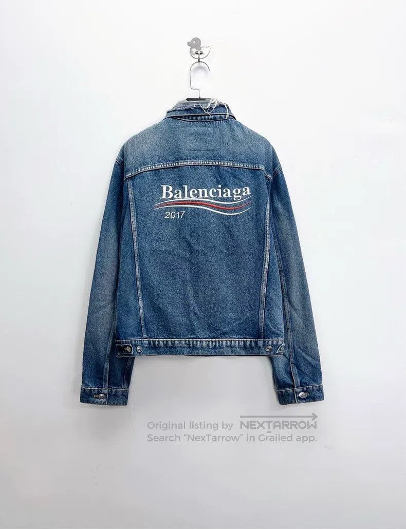 Other Balenciaga Washed Blue Collar Distressed Back Embroidered Size US M / EU 48-50 / 2 - 2 Thumbnail