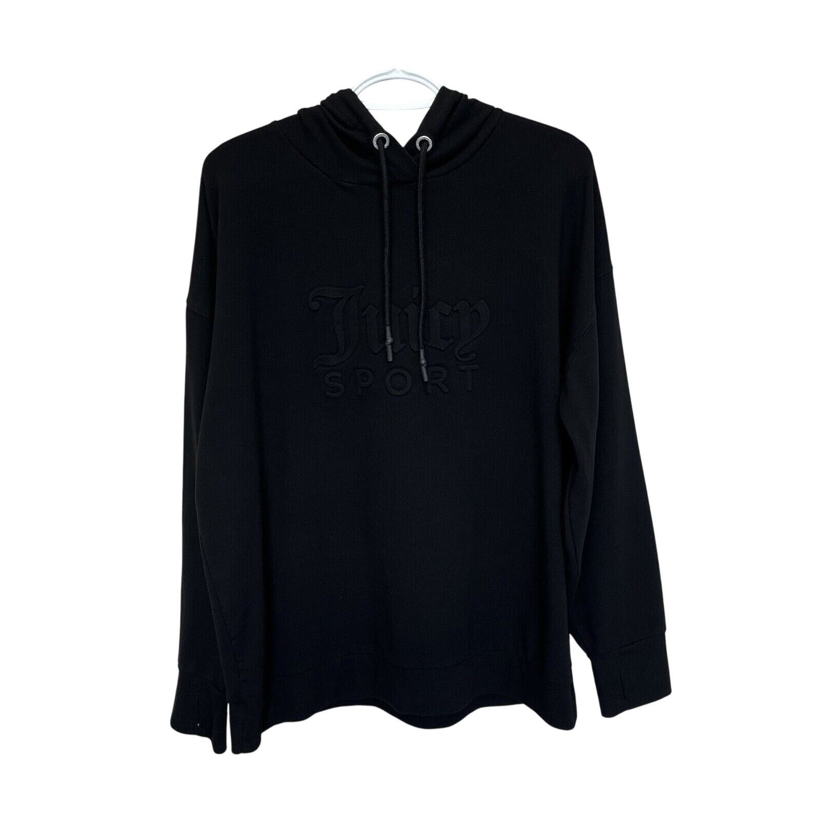 Juicy Couture Juicy Couture Sport | Black Embossed Logo Spellout Hoodie Size L / US 10 / IT 46 - 2 Thumbnail