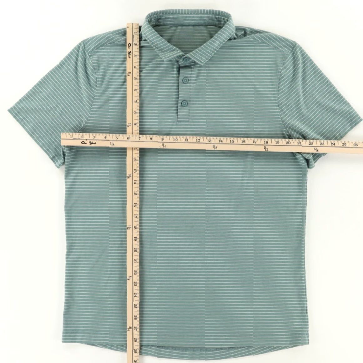 Lululemon Lululemon Evolution Polyester Striped Polo Shirt Green Men's L Size US L / EU 52-54 / 3 - 3 Thumbnail