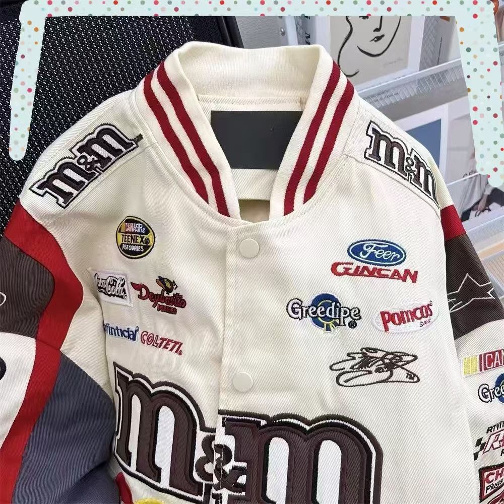 Vintage Retro M&M Racing Baseball Jacket Size US M / EU 48-50 / 2 - 2 Thumbnail