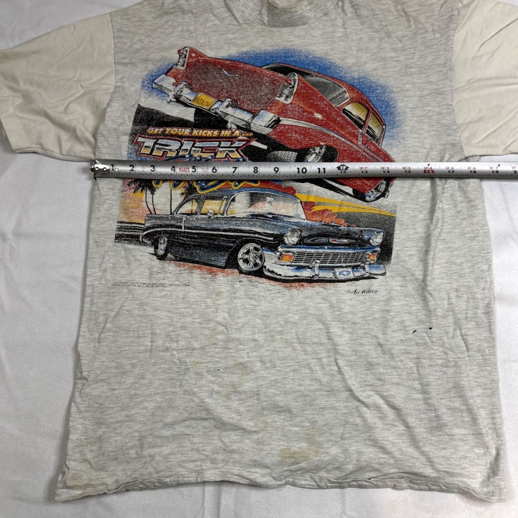 Vintage VINTAGE 90s Trick Fifty Fit Chevy Classics T-Shirt Large Grey Single Stitch Hot Rod Mens Size US L / EU 52-54 / 3 - 5 Thumbnail