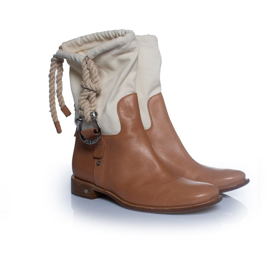 Celine Celine, Leather and canvas cowboy boots Size US 8.5 / IT 38.5 - 8 Thumbnail