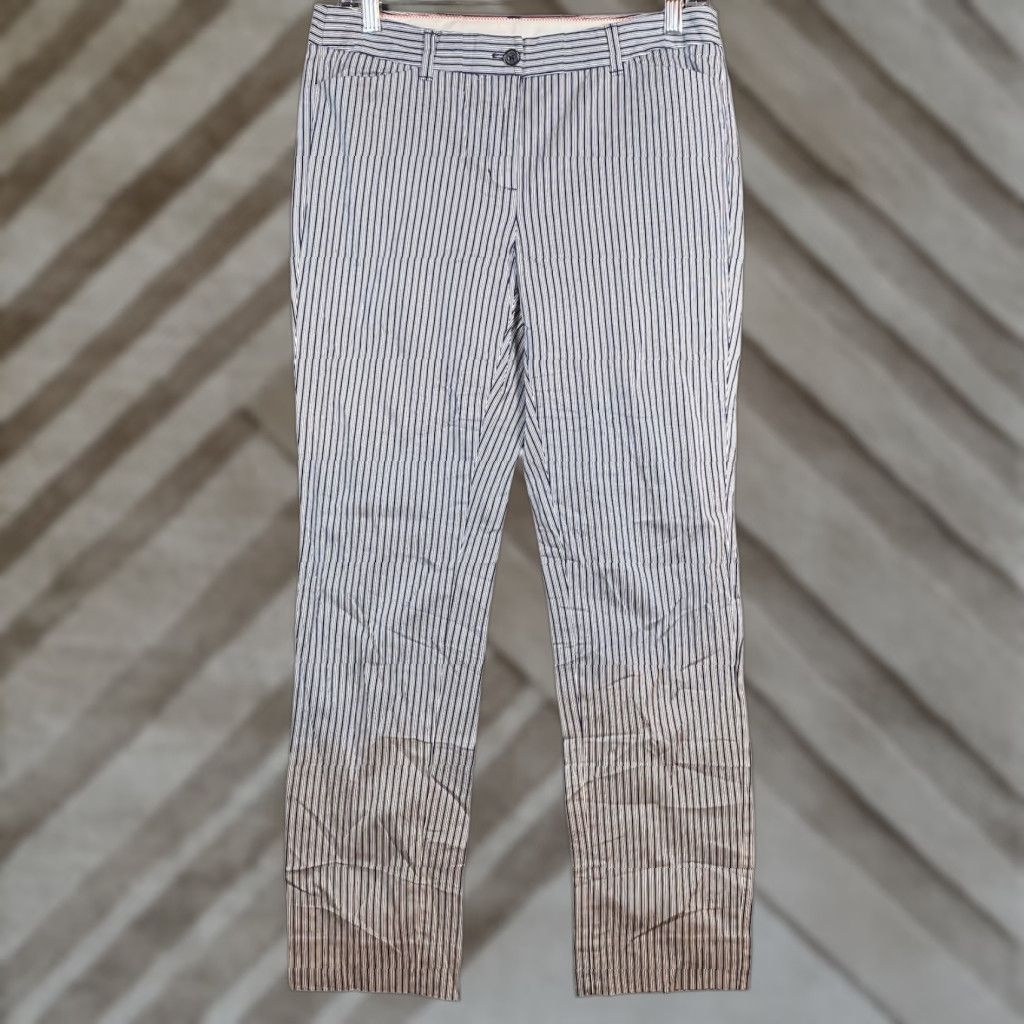 Brooks Brothers Brooks Brothers Womens Pants Blue White Striped Natalie Fit Straight Stretch 4 Size 24" / US 00 / IT 34 - 1 Thumbnail