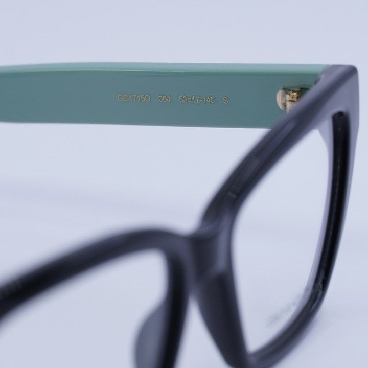 Gucci Gucci GG1715O 004 Eyeglasses Shiny Black/Teal 53mm Cat Eye Size ONE SIZE - 8 Thumbnail