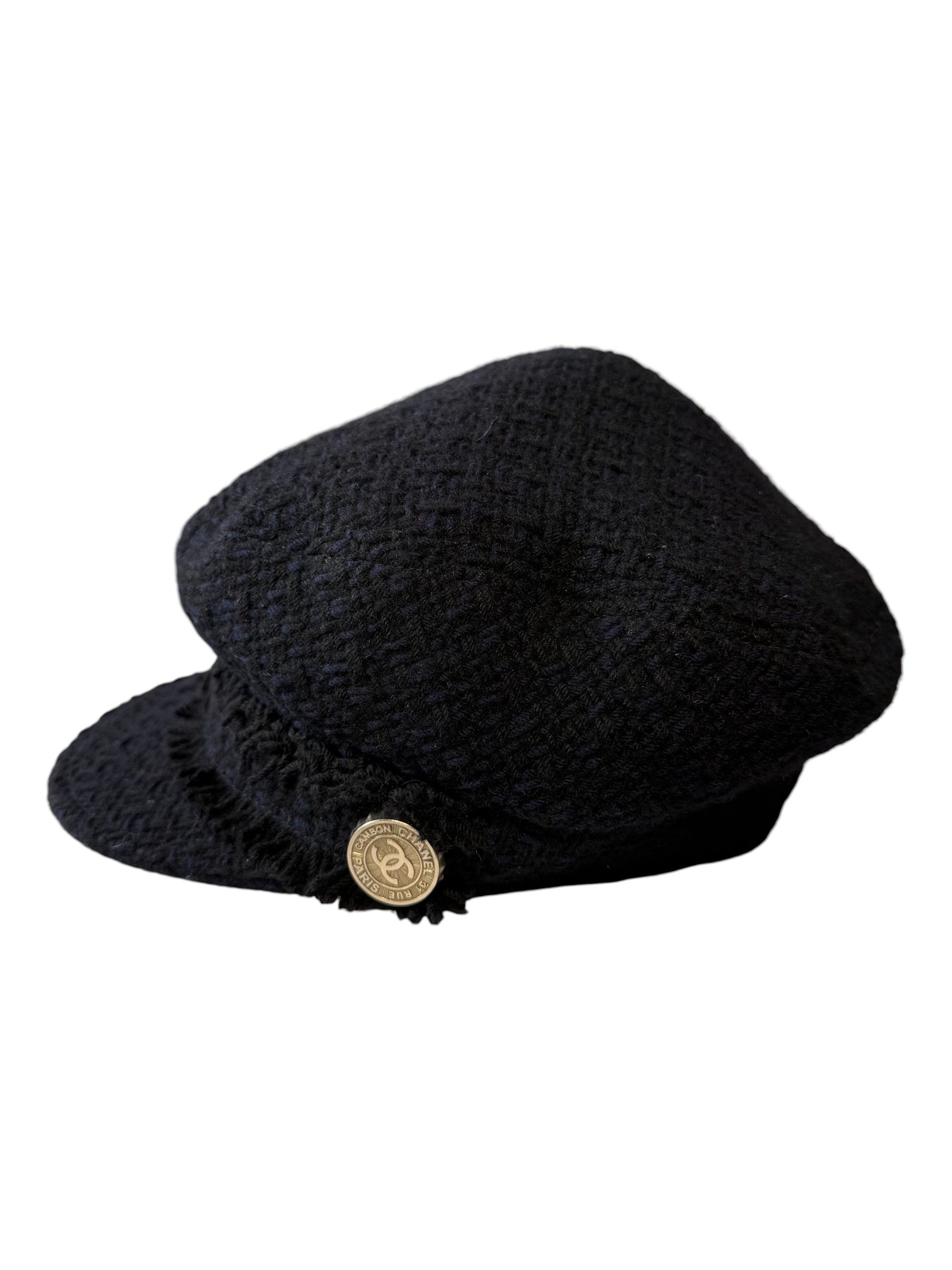 Chanel Chanel Navy Cashmere Wool Tweed Newsboy Cap Size Medium Size ONE SIZE - 5 Thumbnail