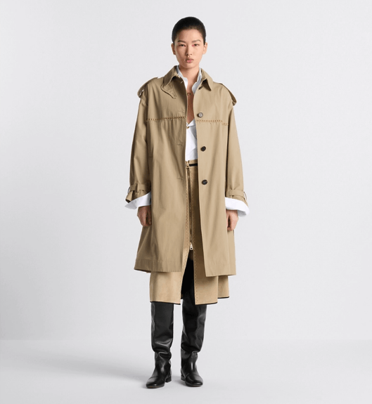 Dior o1w1db11225 451M53 Embroidered Trench Coat in Beige/Gold Size L / US 10 / IT 46 - 4 Thumbnail