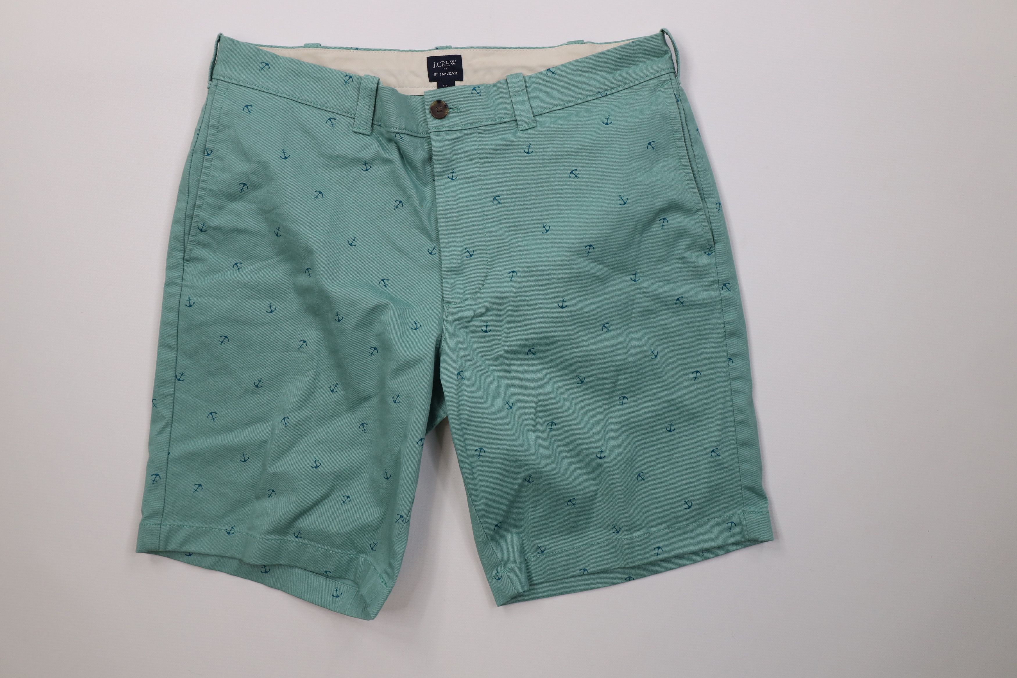 J.Crew J Crew Nautical Boat Anchor All Over Print Chino Shorts Teal Size US 33 - 1 Thumbnail
