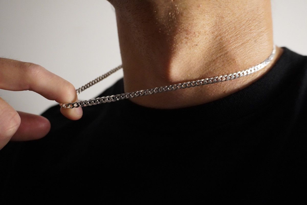 Jewelry Silver Chain Solid Sterling Silver Cuban Link Chain 4mm 18in Size ONE SIZE - 3 Thumbnail