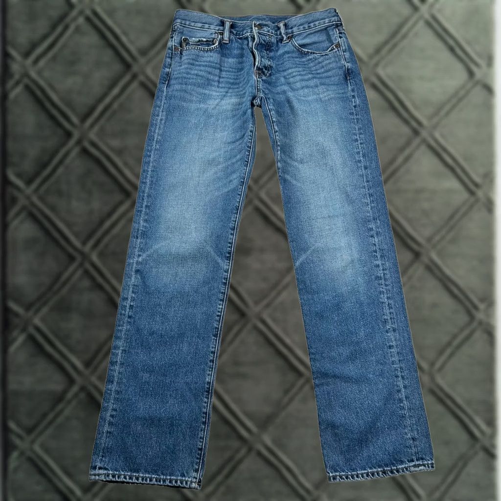 Abercrombie & Fitch Abercrombie Fitch Mens Jeans Slim Straight Button Fly Classic Blue 32x34 (fits 30x32) Size US 32 / EU 48 - 1 Thumbnail