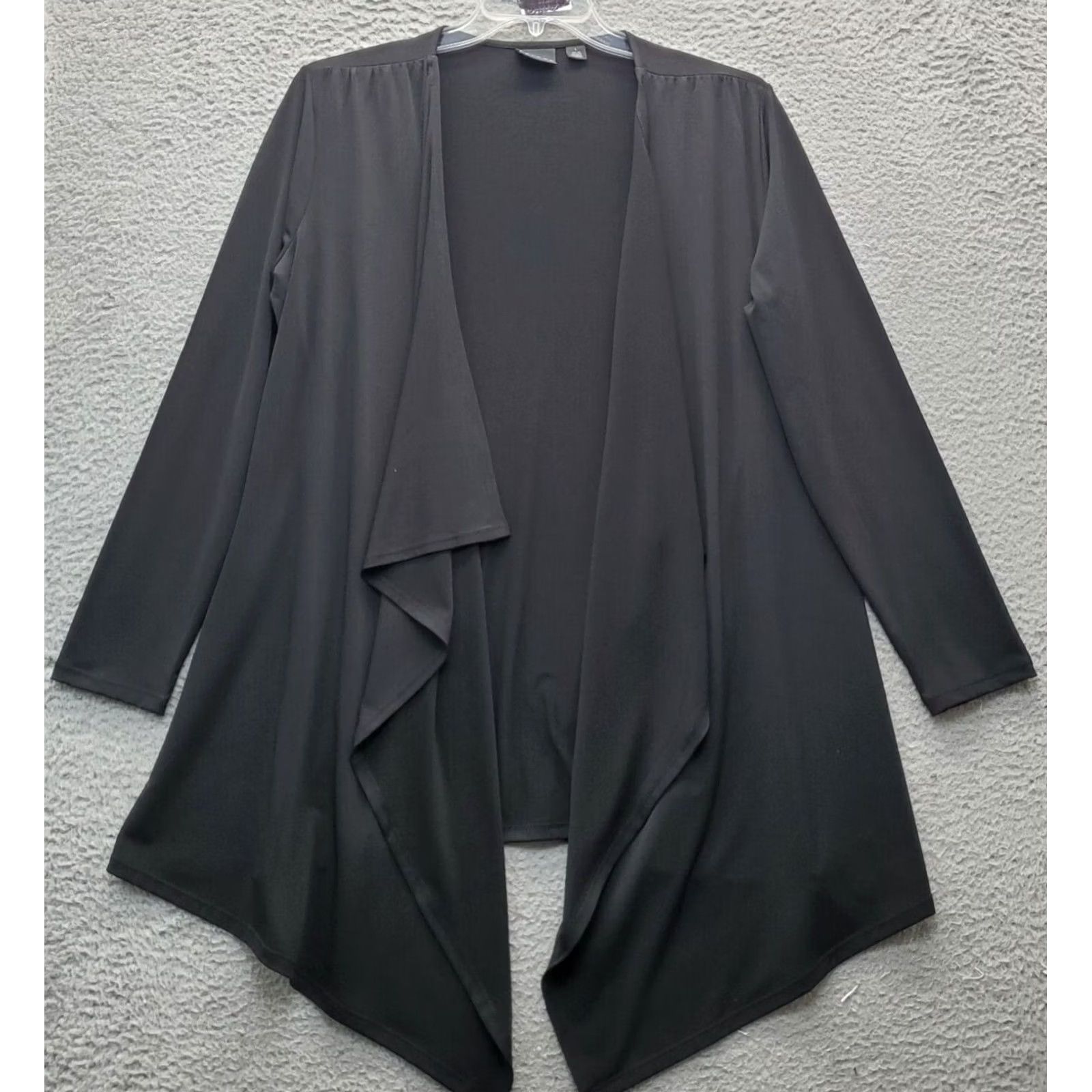 Vintage Tribal Womens Cardigan Black Solid Stretch Open Front Drape Long Sleeve Size L Size L / US 10 / IT 46 - 2 Thumbnail