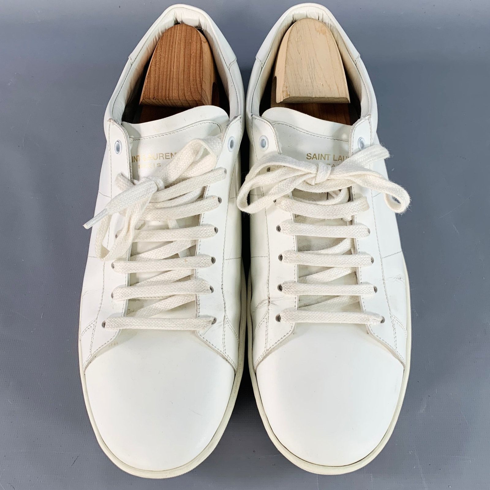 Saint Laurent Paris SAINT LAURENT Size 15 White Leather Low Top Lace-Up Sneakers Size US 15 / EU 48 - 4 Thumbnail