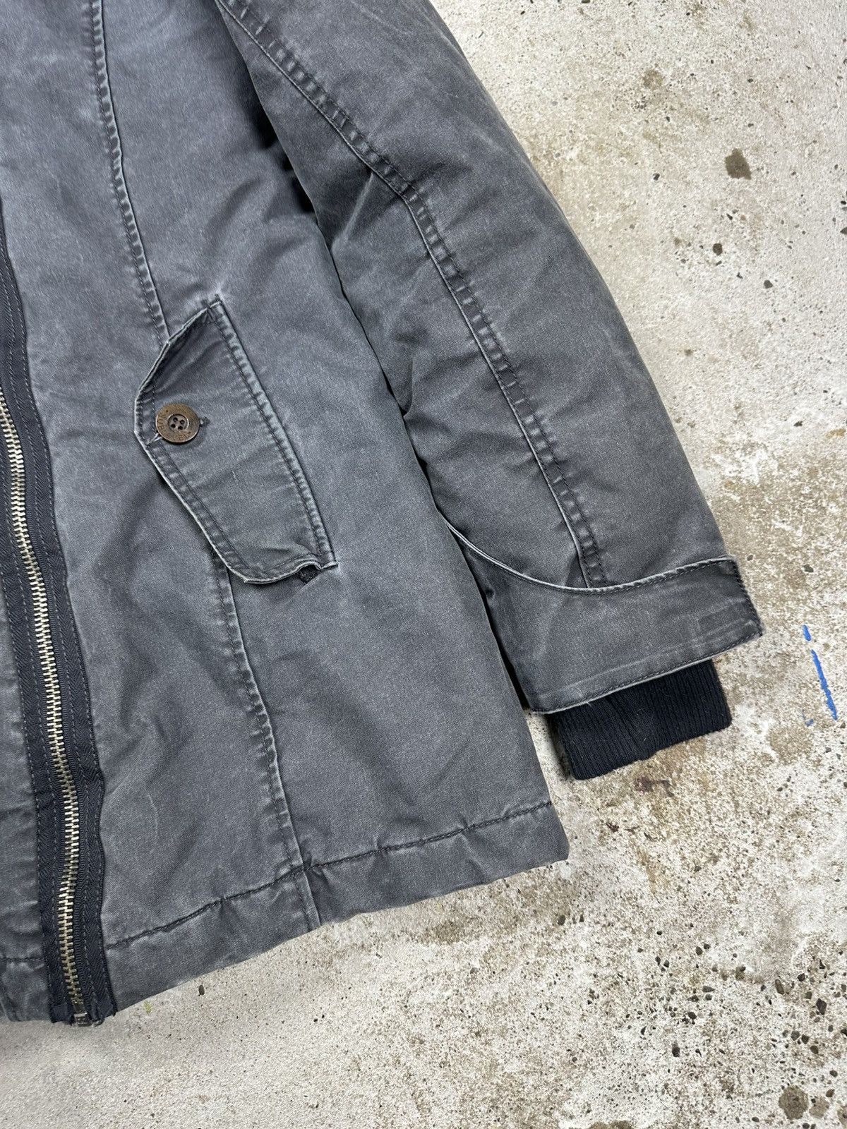 If Six Was Nine × Japanese Brand × Le Grande Bleu (L.G.B.) Vintage Y2K Washed Grey Asymmetrical Zip Hooded Jacket Size US S / EU 44-46 / 1 - 4 Thumbnail