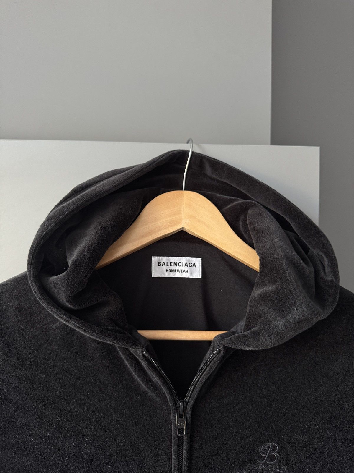 Balenciaga Balenciaga 2021 Hotel & Resorts Velour Cropped Hoodie Size L / US 10 / IT 46 - 4 Thumbnail