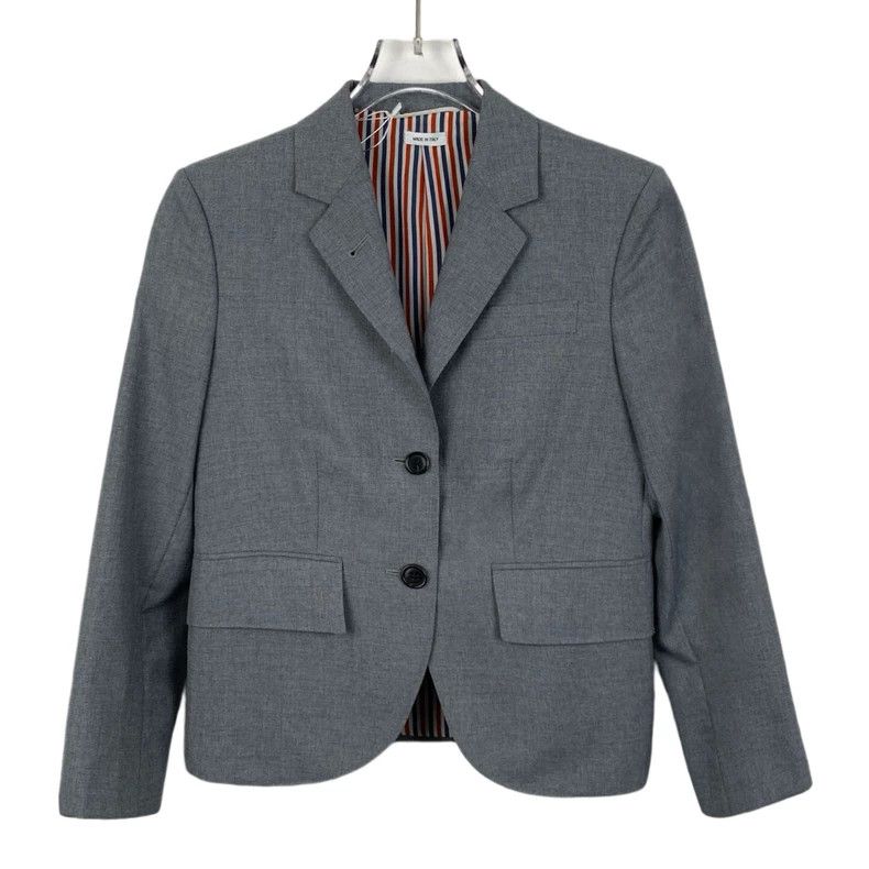 Thom Browne Thom Browne Gray wool lapel single-breasted suit 2503-Nexta Size 38R - 1 Thumbnail