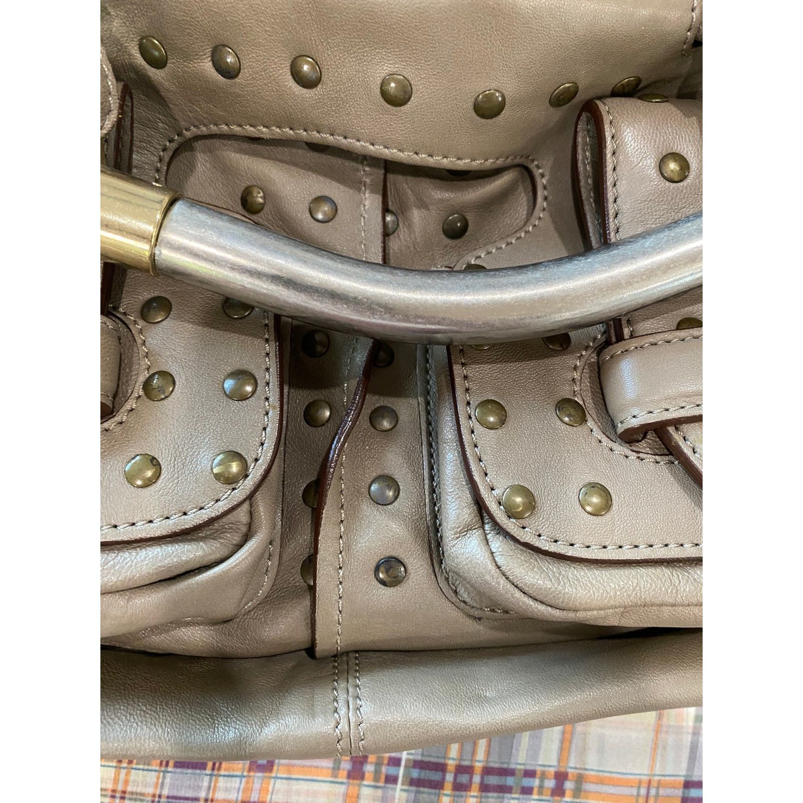 Chloe Vintage 00's Chloé Saskia Grey Leather Studded Tote Size ONE SIZE - 5 Thumbnail
