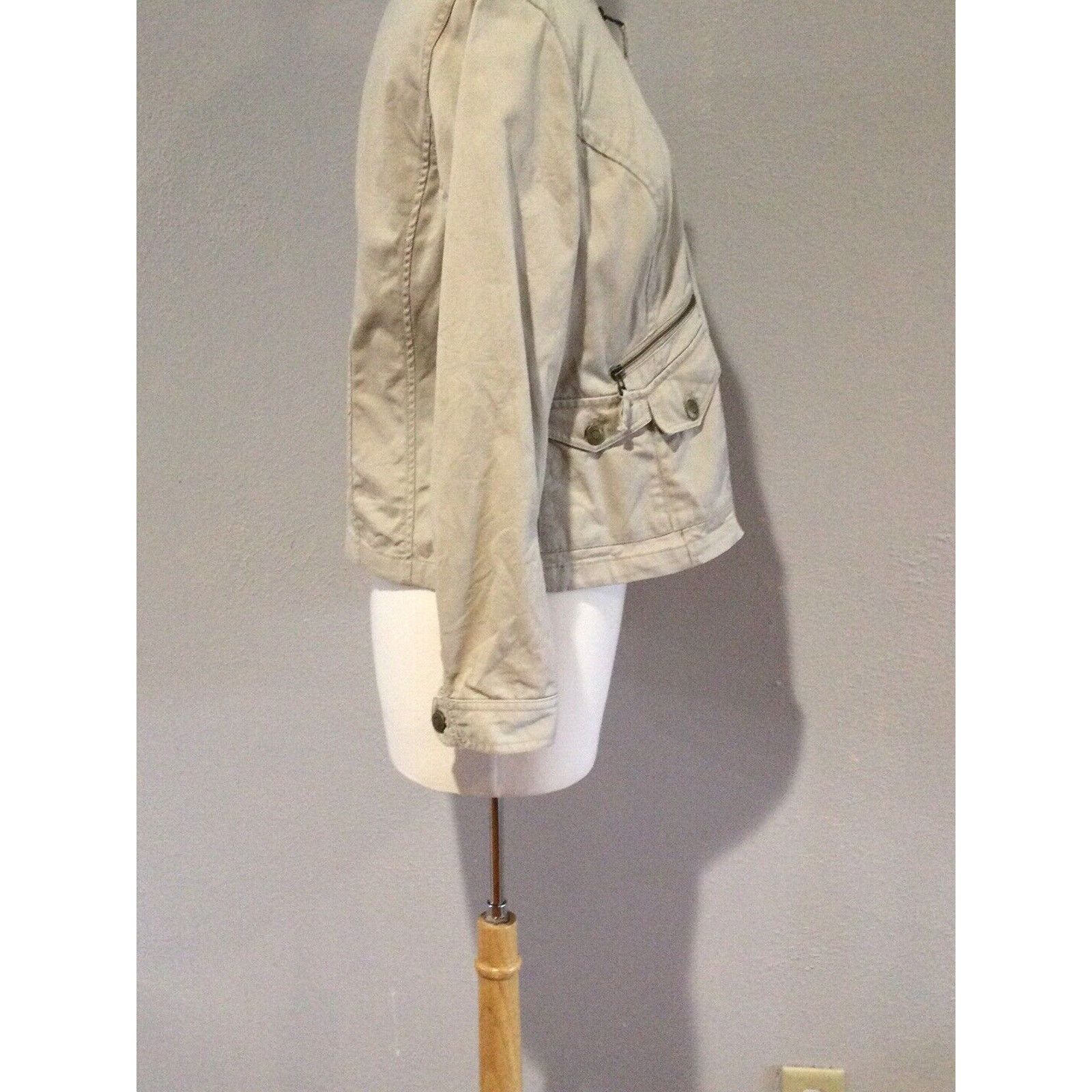 Chicos Chicos Tan Zip Front Rhinestone Collar Cotton Size 1/M Size M / US 6-8 / IT 42-44 - 8 Thumbnail
