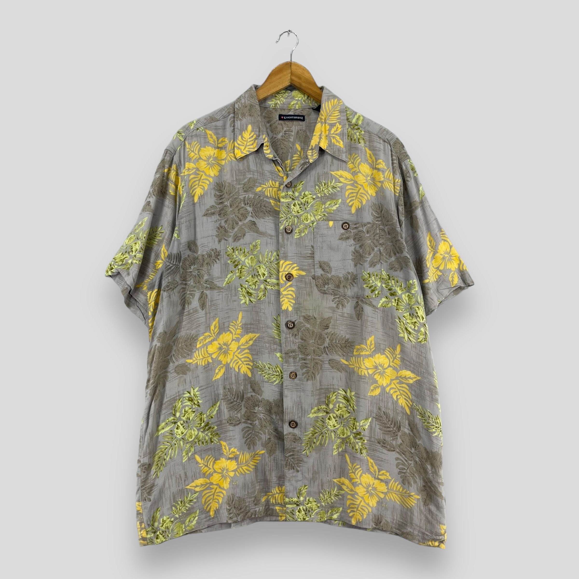 Aloha Tropical Floral Hibiscus Motive Rayon Button Up Shirt