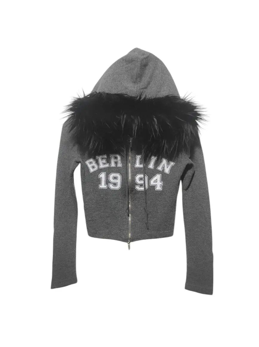 Japanese Brand Magenta Studio Crop Double Zipper Fur Hoodie LGB style Size S / US 4 / IT 40 - 2 Thumbnail