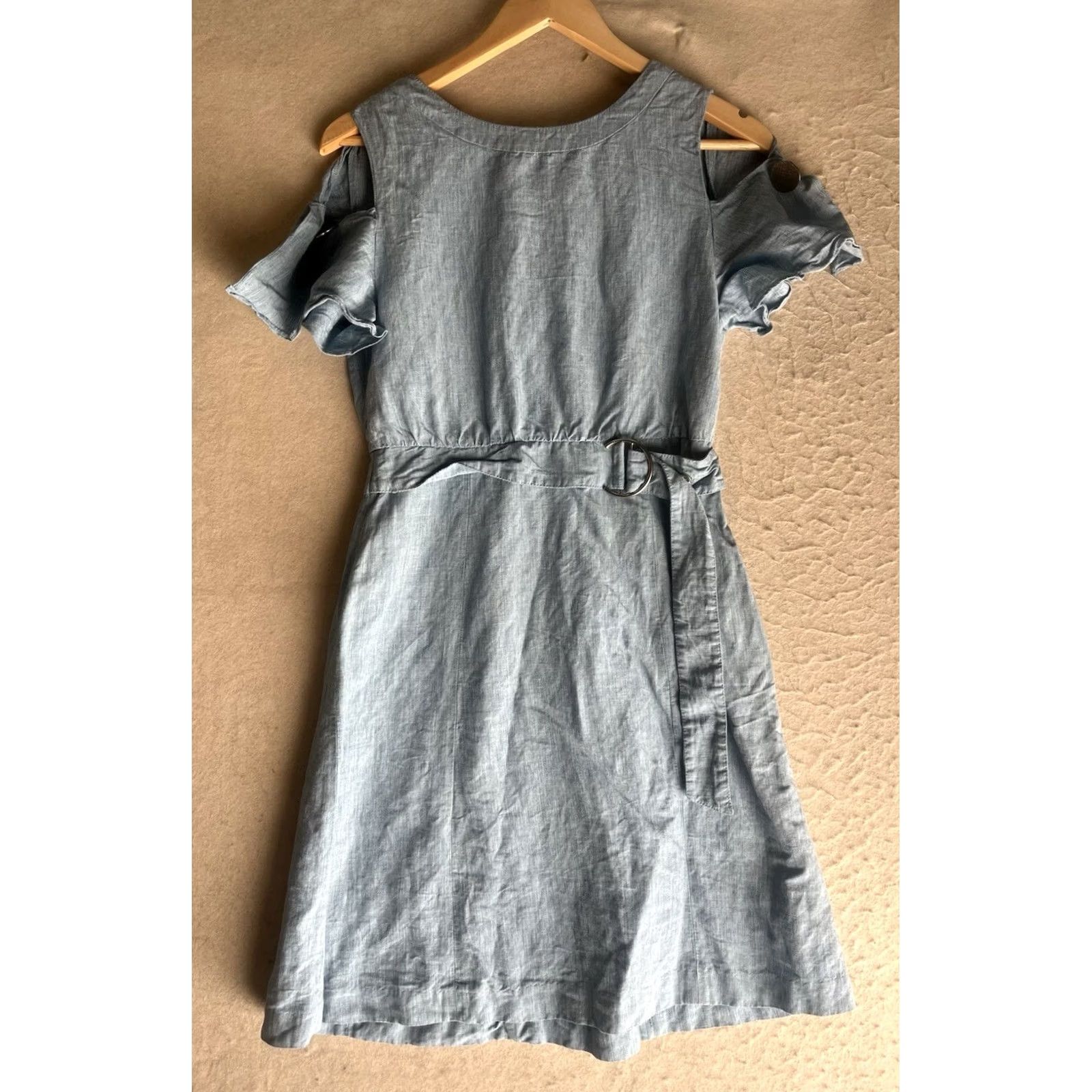 Vintage It MICHAA Women Dress Blue Midi Short Sleeve Zip S Girls? Size 28" / US 6 / IT 42 - 2 Thumbnail