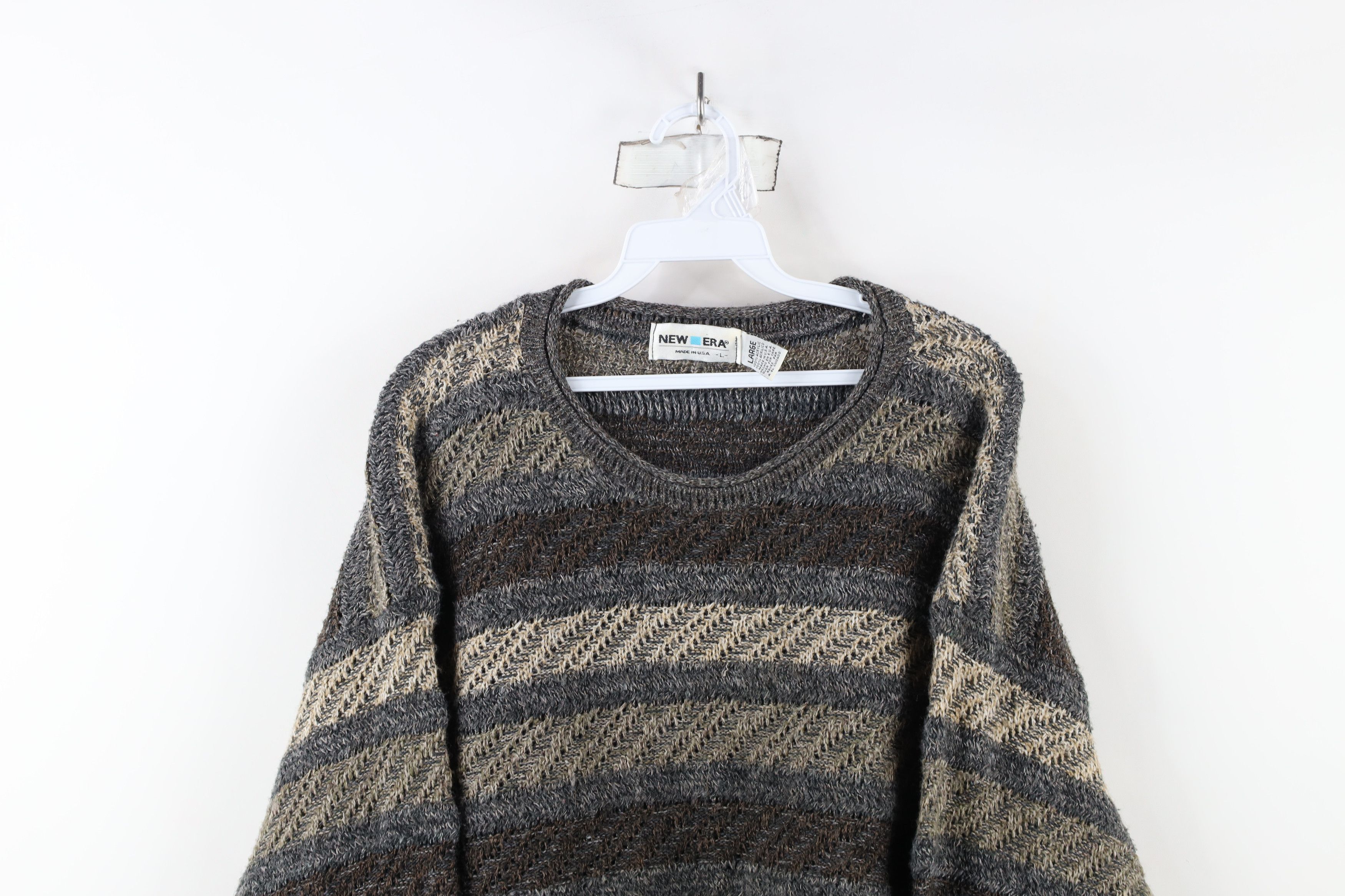 Vintage Vintage 90s Coogi Style Tone Striped Marled Knit Sweater USA Size US L / EU 52-54 / 3 - 2 Thumbnail