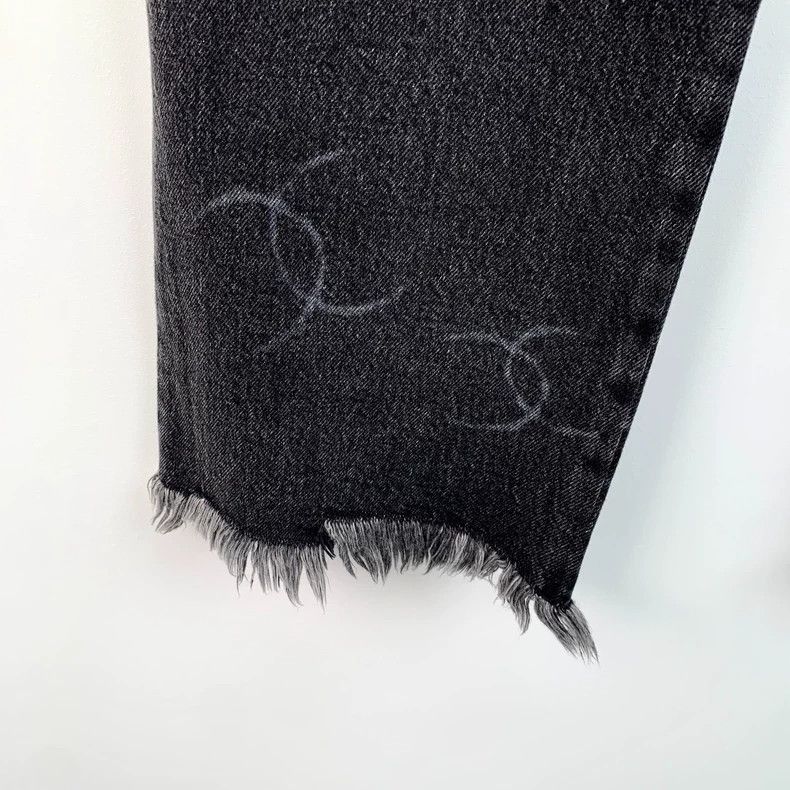 Chanel Chanel Black Gray Logo Print Denim Pants -2505 Size US 30 / EU 46 - 5 Thumbnail
