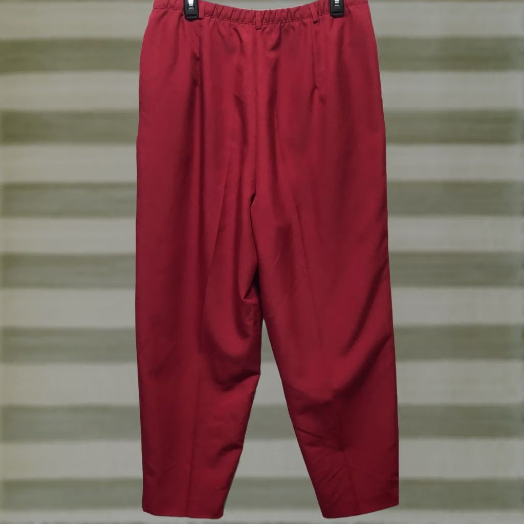 Vintage Liz Baker Dress Pants Slacks 18 Red Pleat Front 34"W High Rise Straight Leg Size 40" / US 18 - 1 Thumbnail